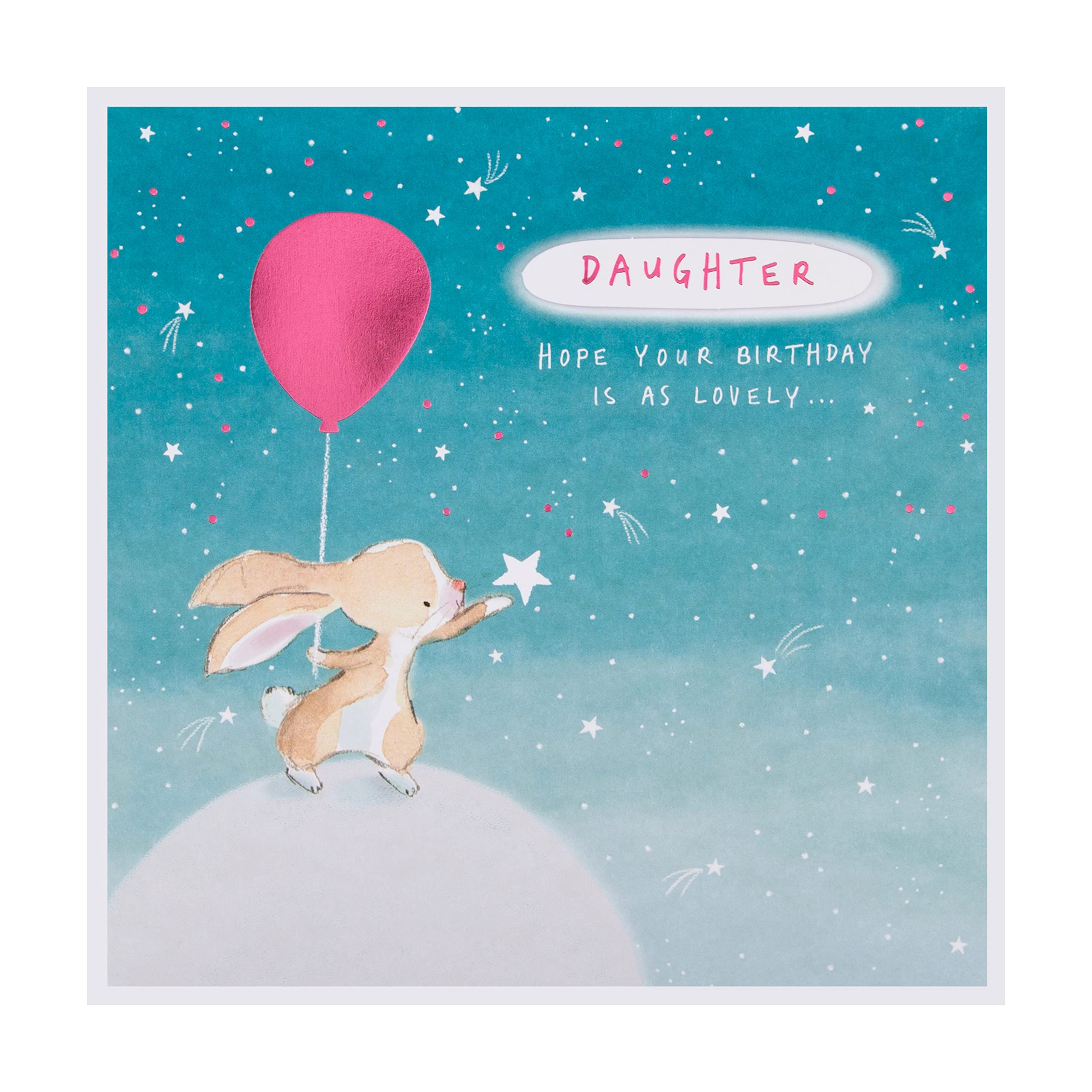 Hallmark Daughter Birthday Card - Large Size with Rabbit Illustration & 3D Effect 5