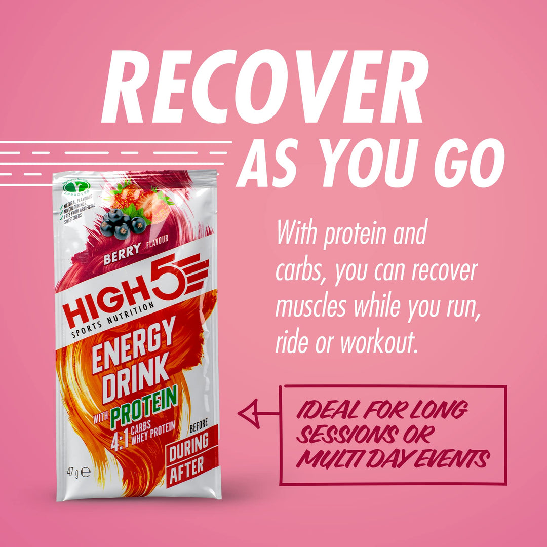 HIGH5 - Energy Drink With Protein Blend of Carbohydrates, Protein & Electrolytes (Berry, 12 x 47g)