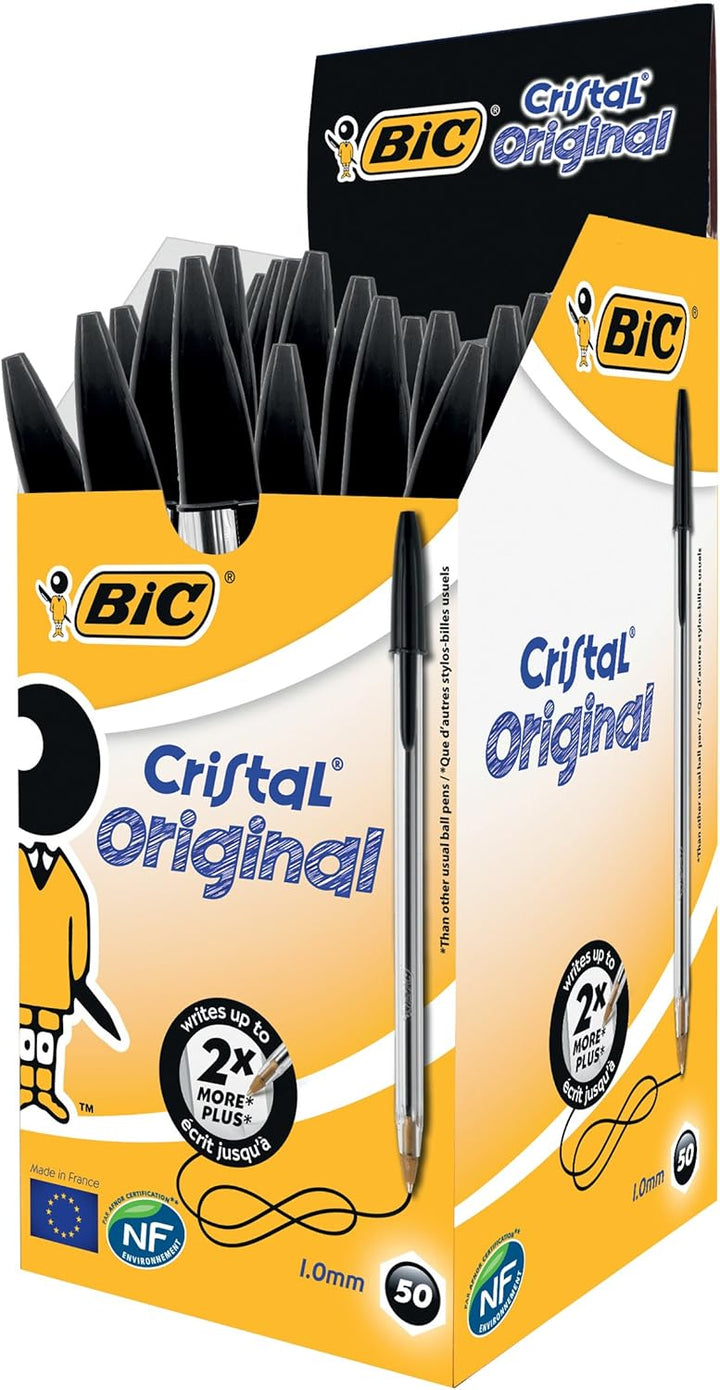 Bic Crystal Ballpoint Pen - Black Medium Point (Boxed 20)