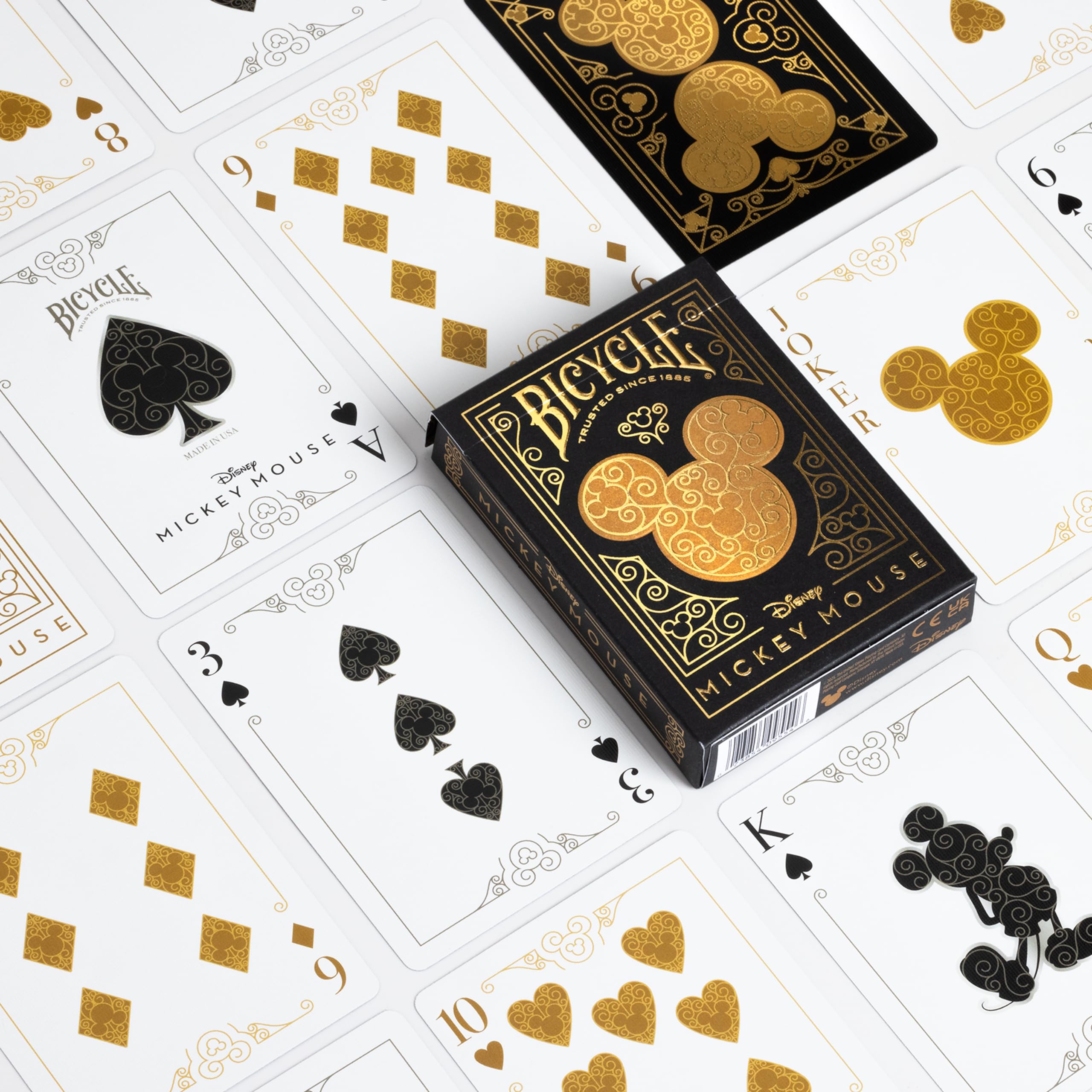 Bicycle Disney Black & Gold Mickey Playing Cards - 1 Deck, Air Cushion Finish, Metalluxe Foil Back