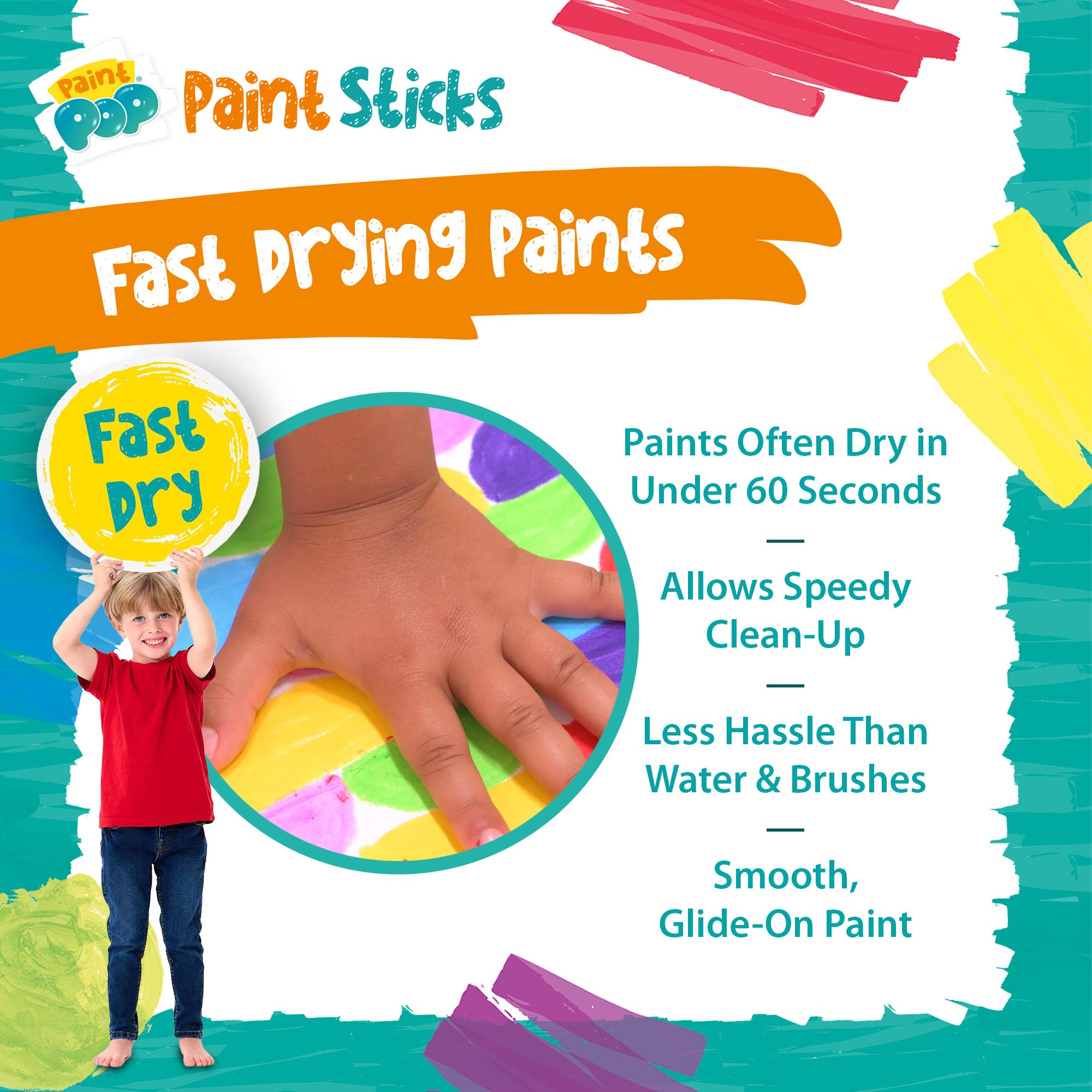 Paint Pop Paint Sticks - 30 Pack Assorted Colors | Mess-Free Painting for Kids 3