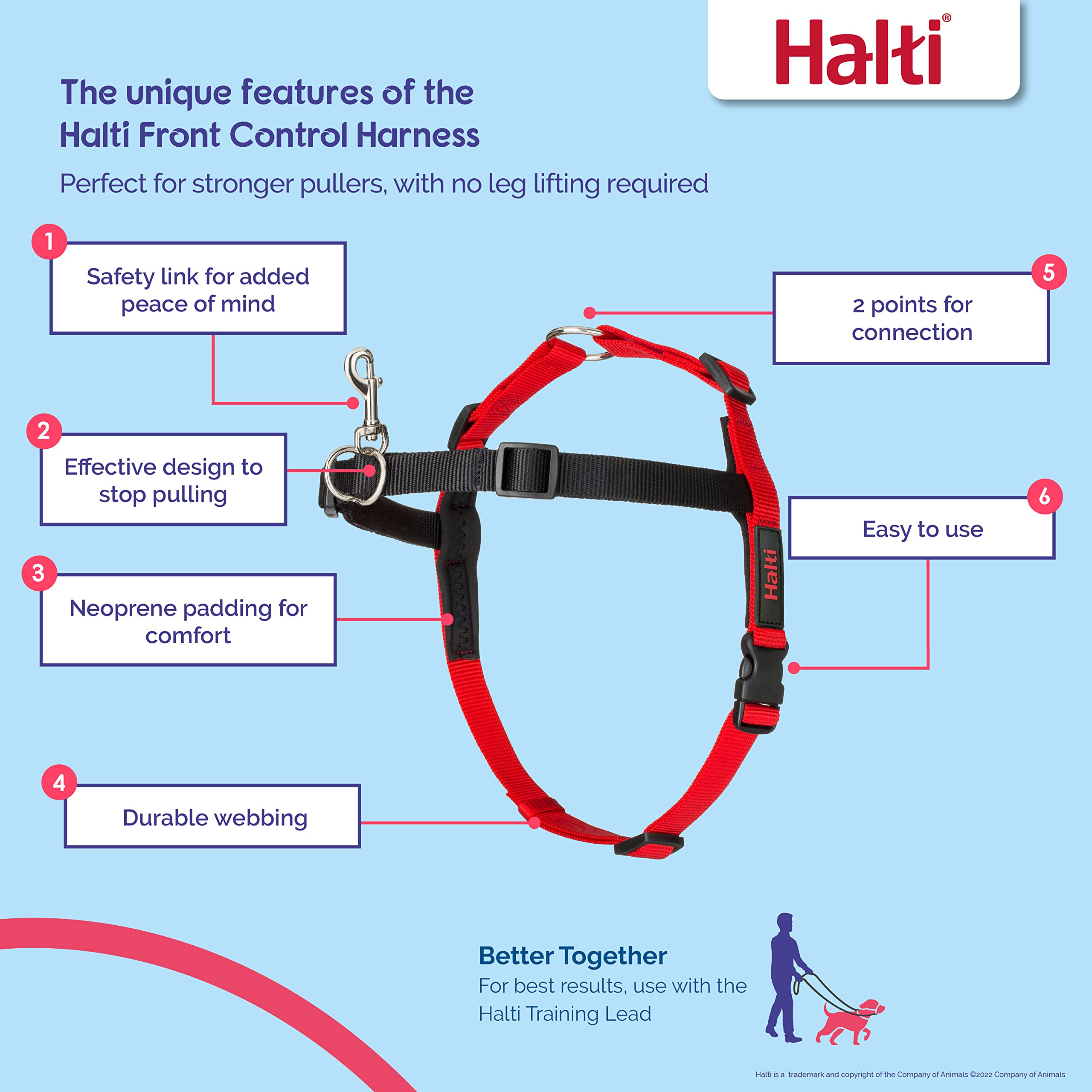 Halti Front Control Dog Harness - Stops Pulling | Medium Size | Neoprene Padding 2