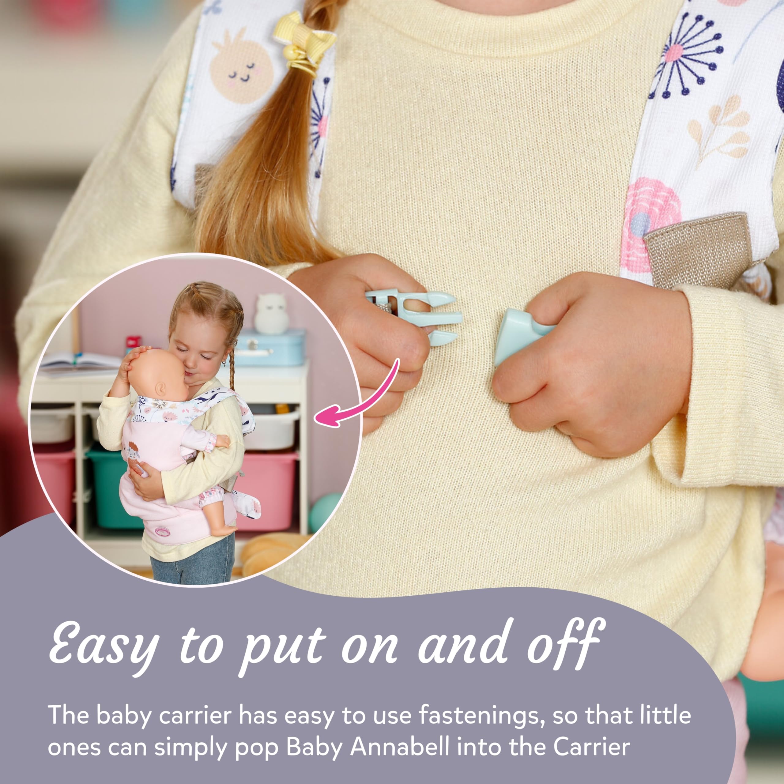 Baby Annabell Baby Doll Carrier - Adjustable Straps | Fits 36cm & 43cm Dolls | Ages 3+ 5