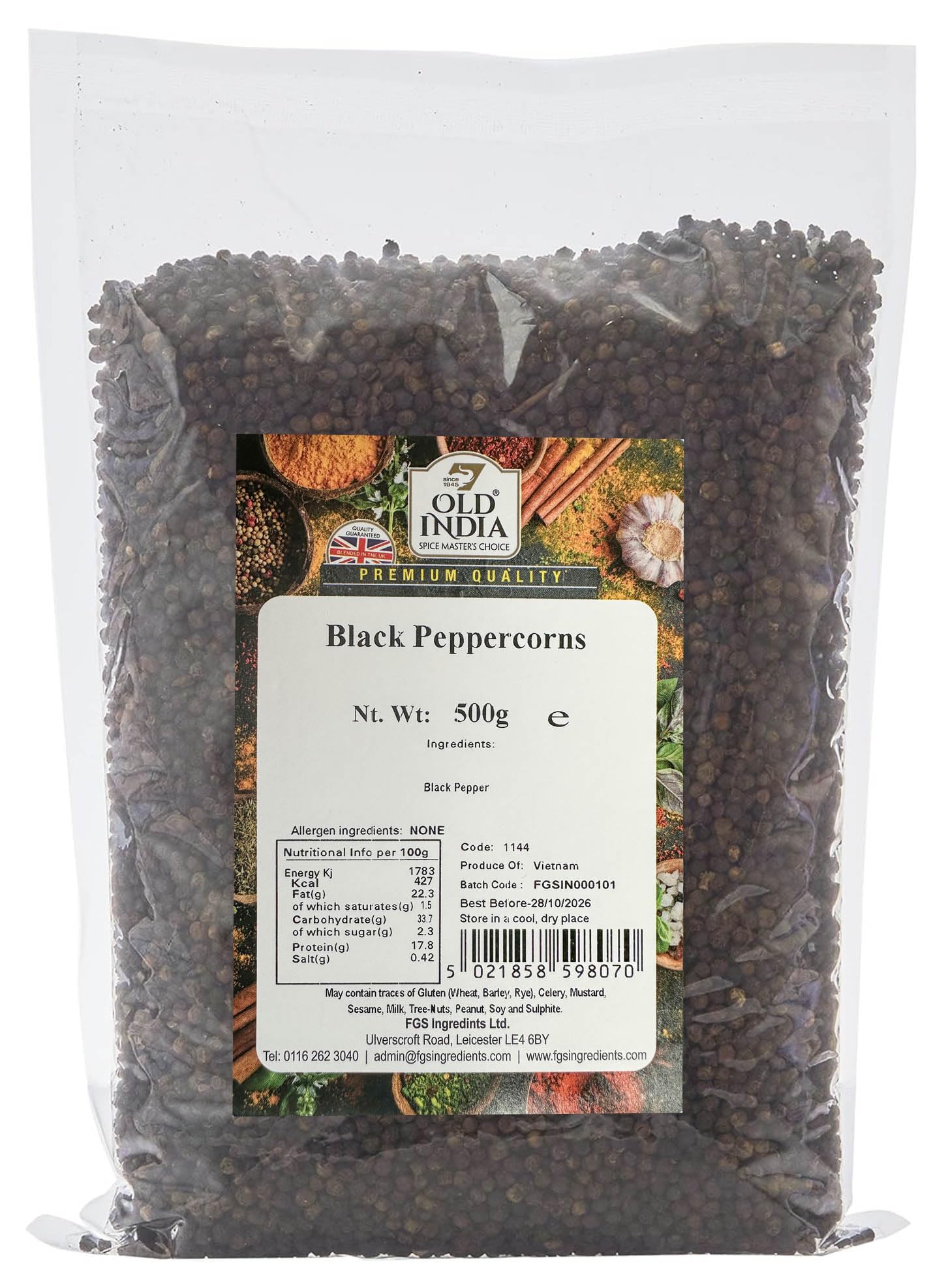 Old India Black Peppercorns - 100% Natural | 500g Pack | 2 Year Shelf Life 1