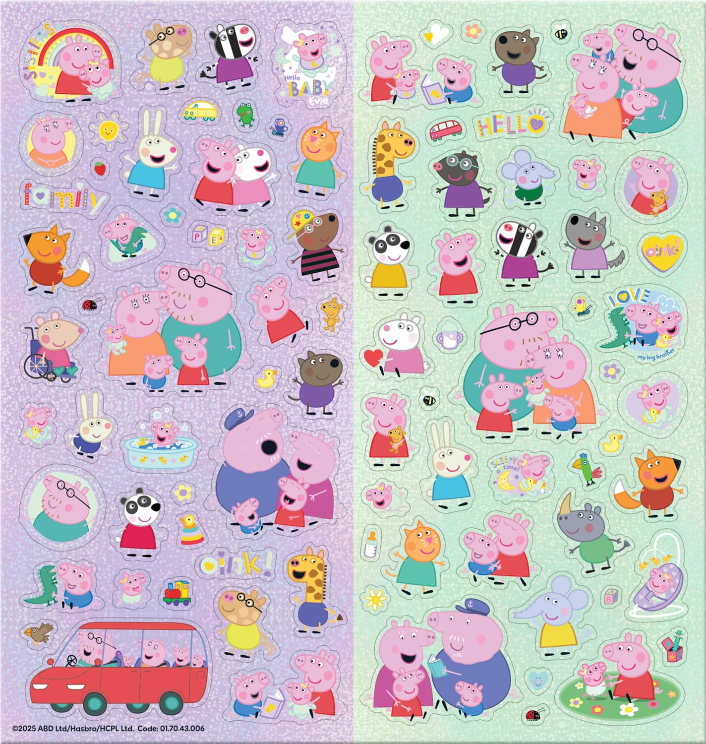 Paper Projects Peppa Pig Family Sticker Collection and Album | Foiled & Glossy Sheets | Pink