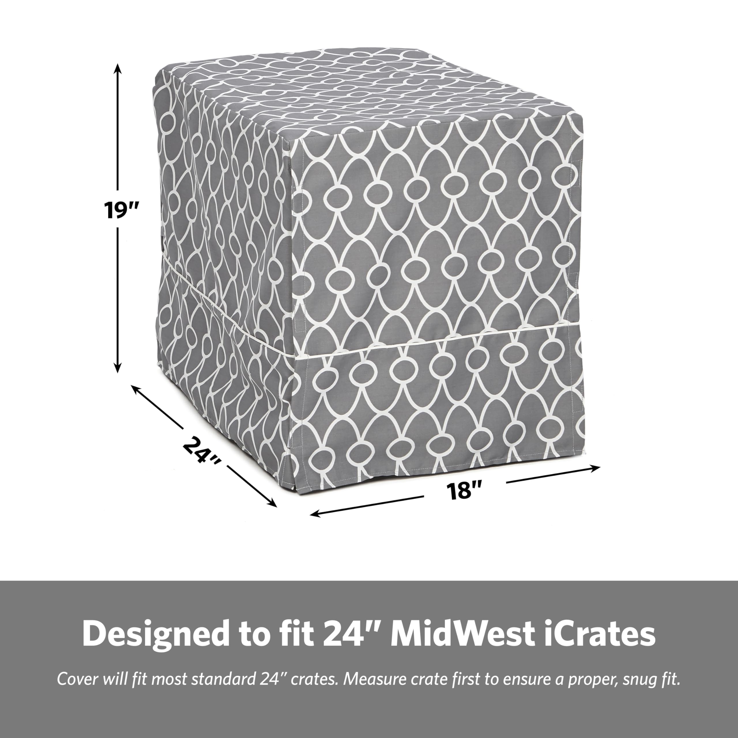 MidWest Homes for Pets Quiet Time Crate Cover - Teflon Protection | Fits 61cm Crates | Gray 6