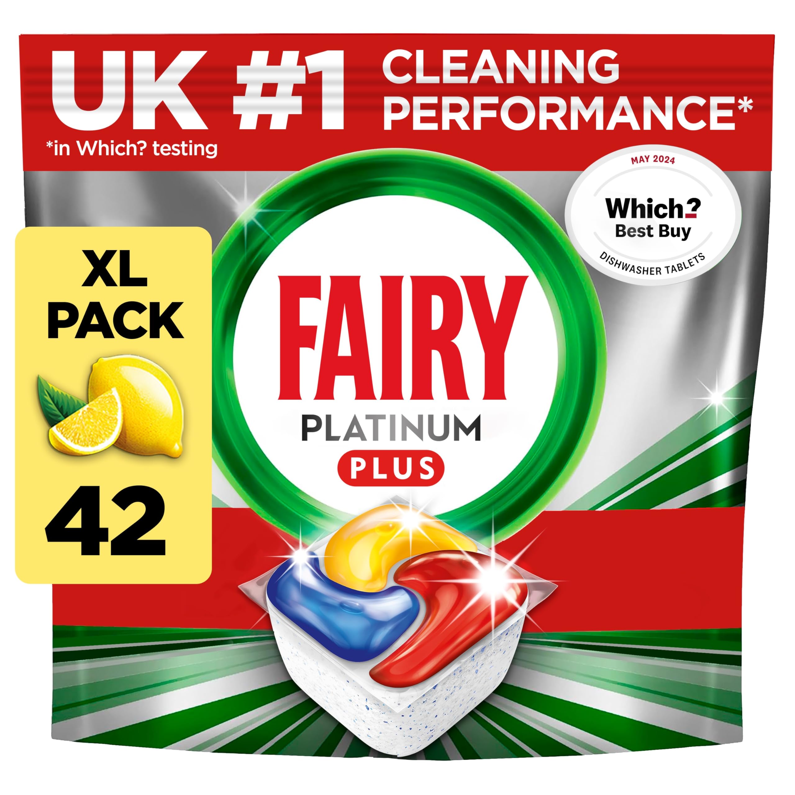 Fairy - Platinum Plus All-in-1 Dishwasher Tablets, 42 Tablets, Lemon Scent 12