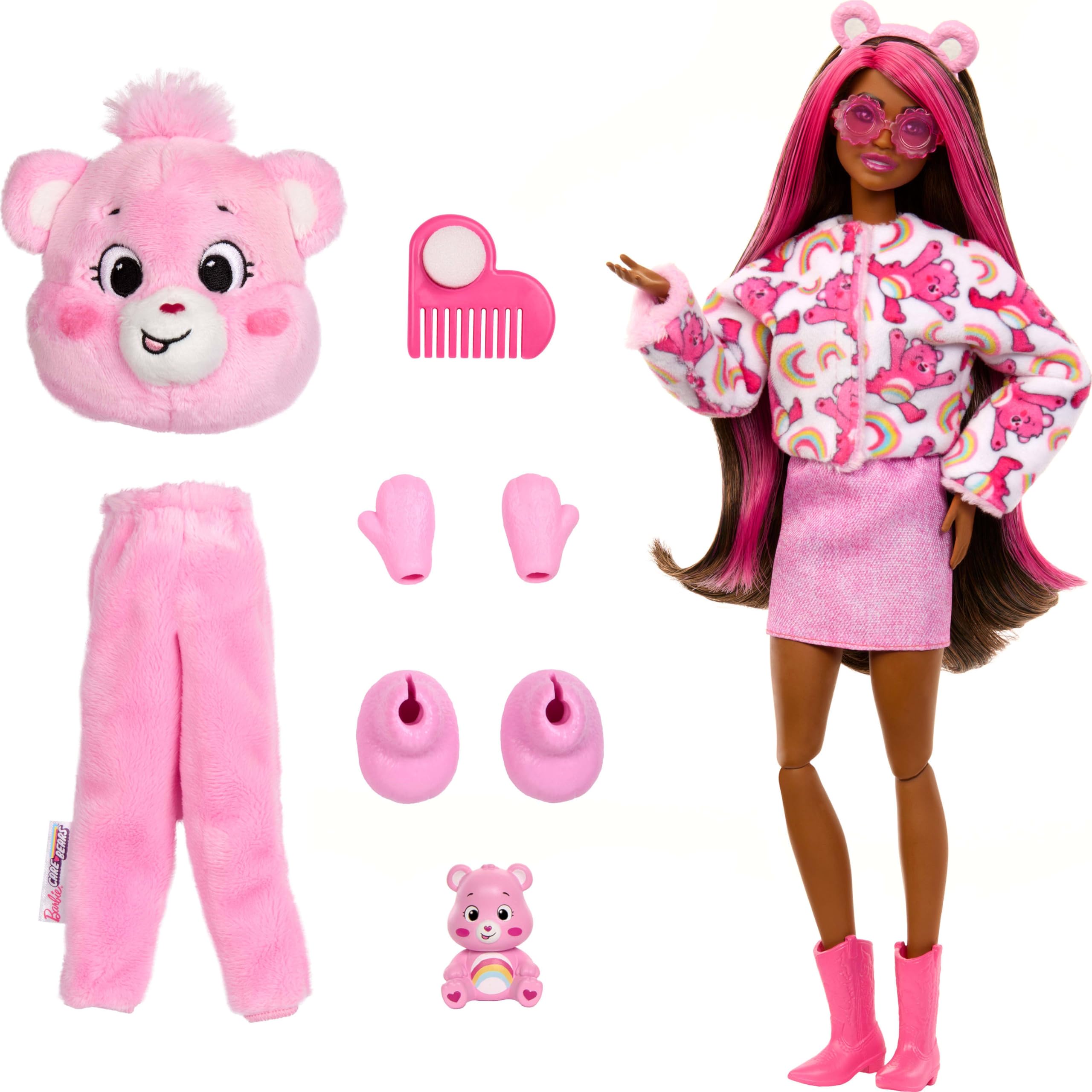 Barbie Cutie Reveal Care Bears Series Doll & Accessories Set - Cheer Bear with Transforming Costume & 10 Surprises 6