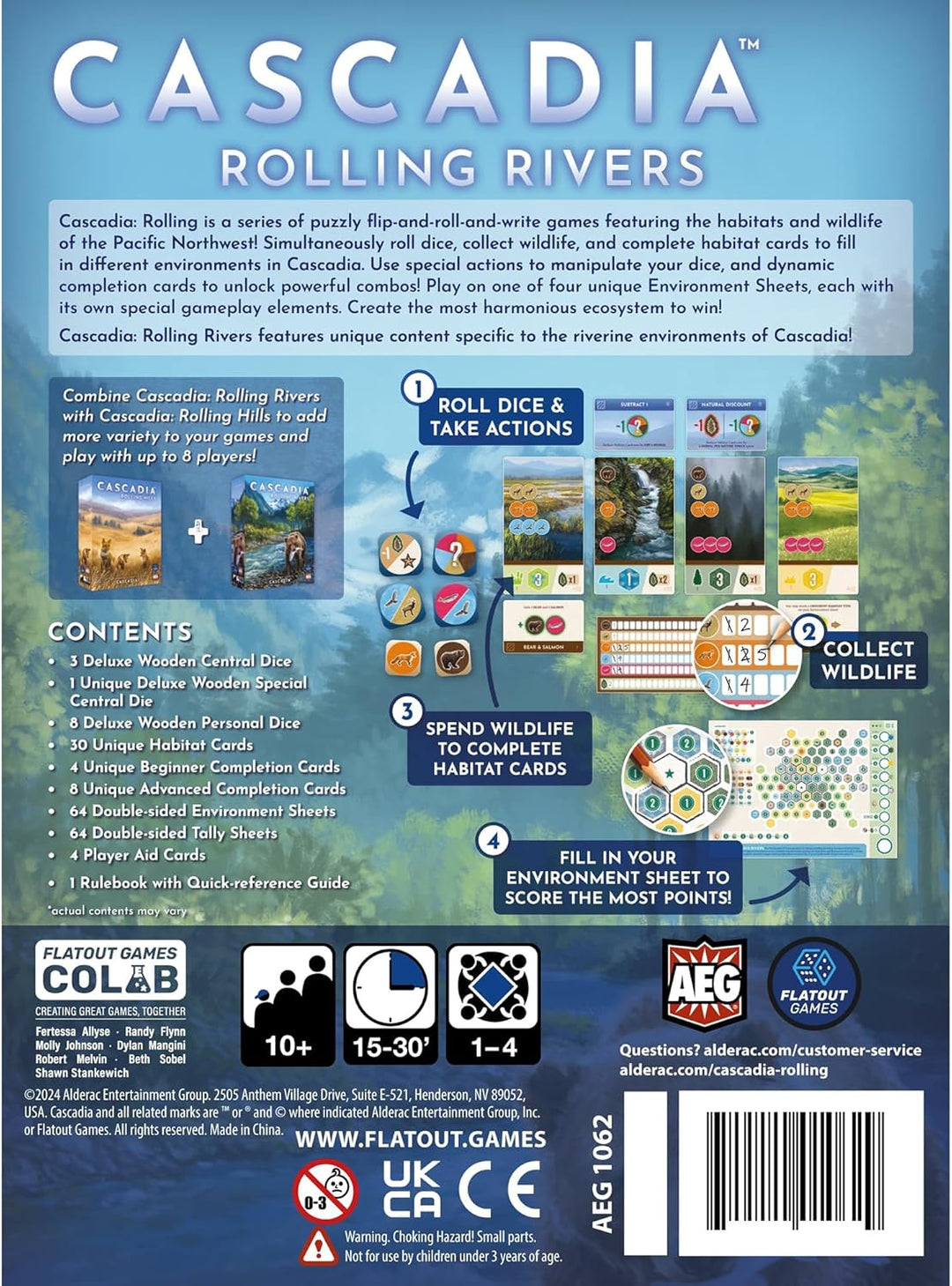 AEG Cascadia Rolling Rivers Roll & Write Dice Game (Cascadia Rolling Rivers)