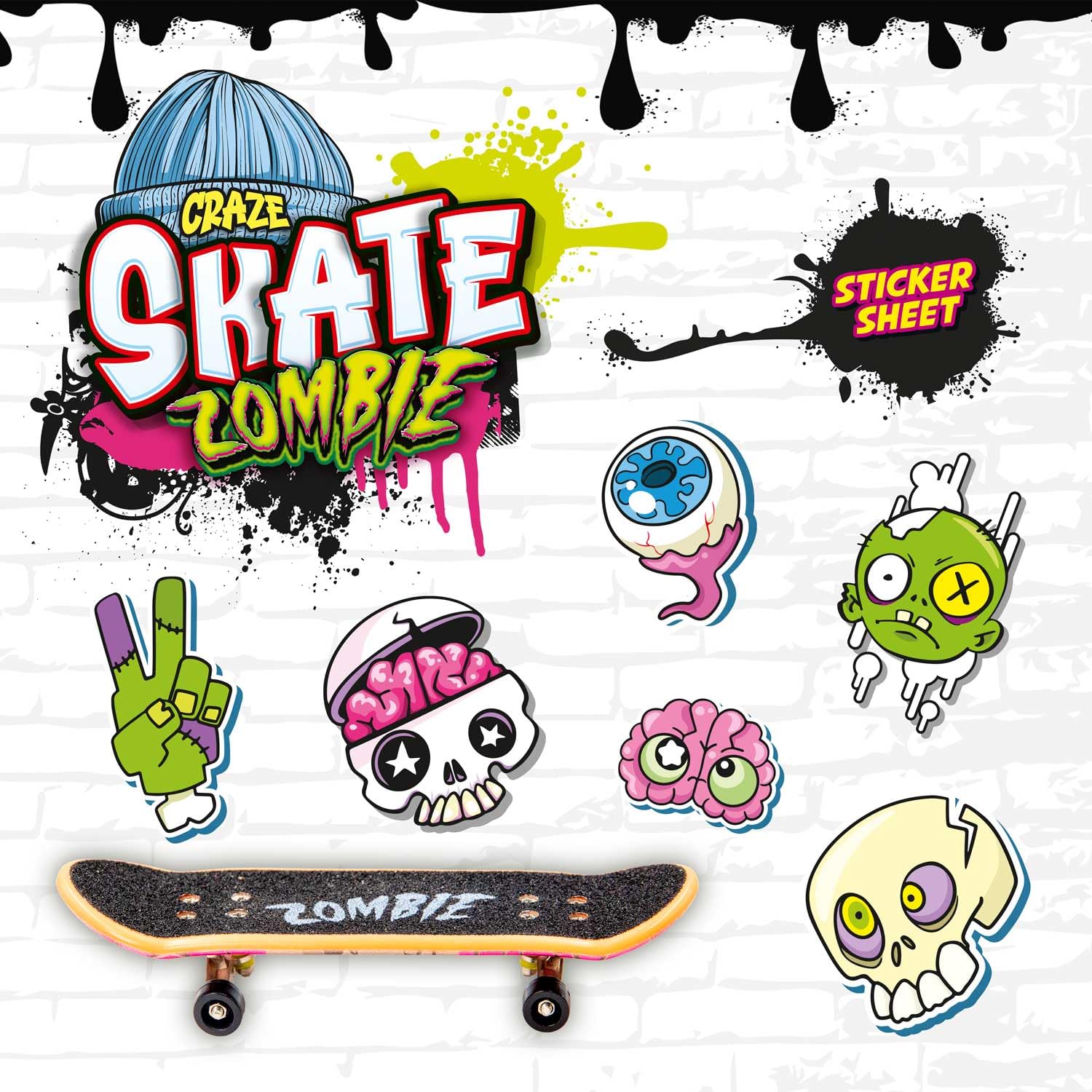 CRAZE SKATE Fingerboard Set Zombies Edition Pack of 4 - Mini Skateboards for Finger Play 3