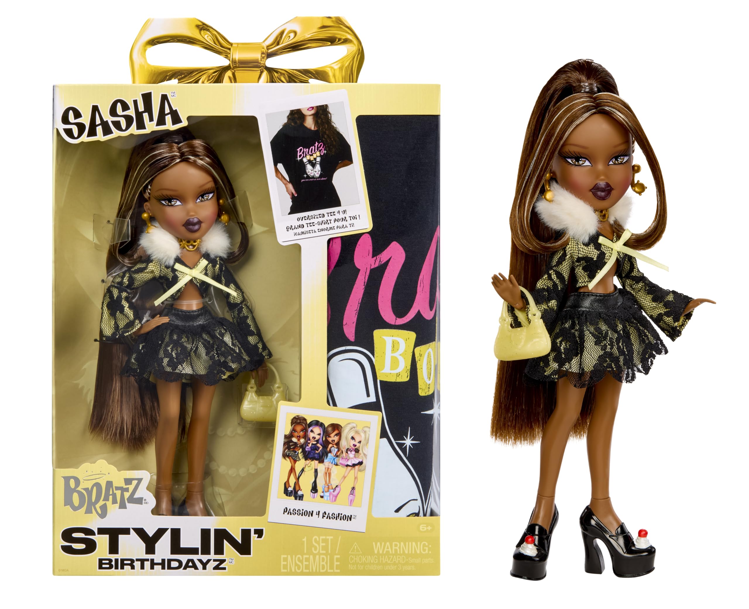 Bratz Stylin’ Birthdayz Sasha Doll - Fashion Doll with T-Shirt | Ages 6+