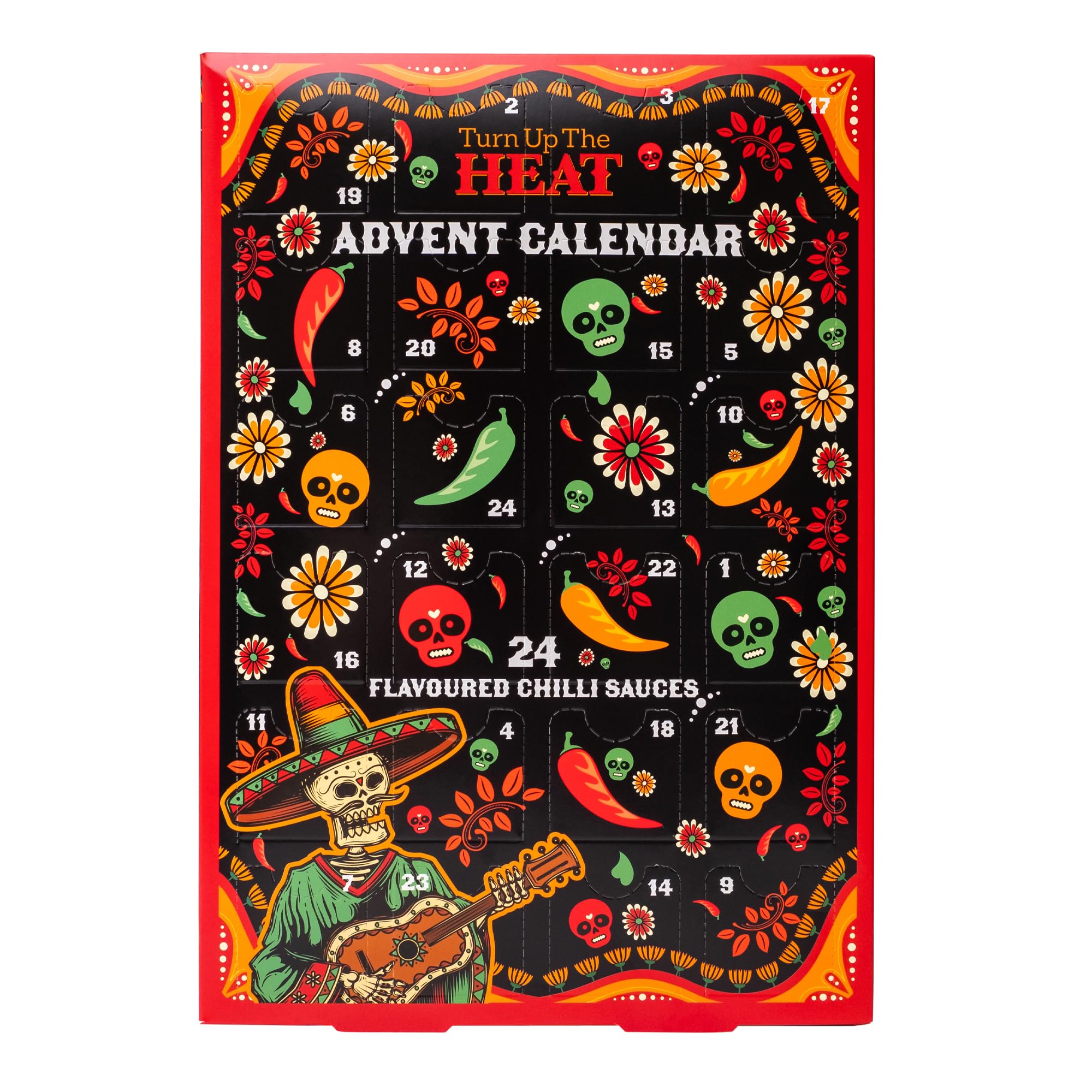 Beams International - Turn Up The Heat Hot Sauce Advent Calendar – Chilli Sauce Gift Set With 24 8
