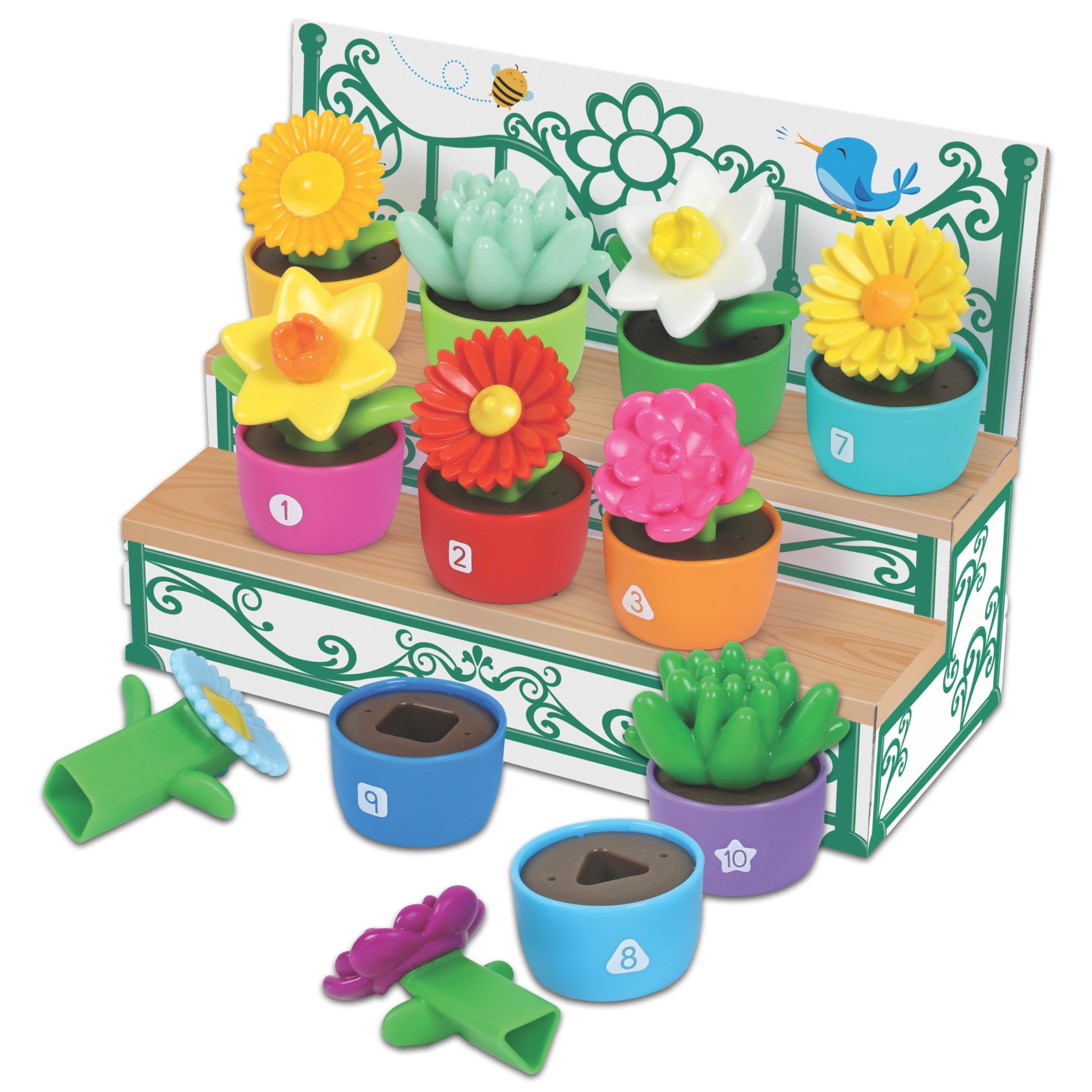 Learning Resources Shape & Colour Garden Flower Toy for Toddlers | 20 Piece Set | Ages 18 Months+