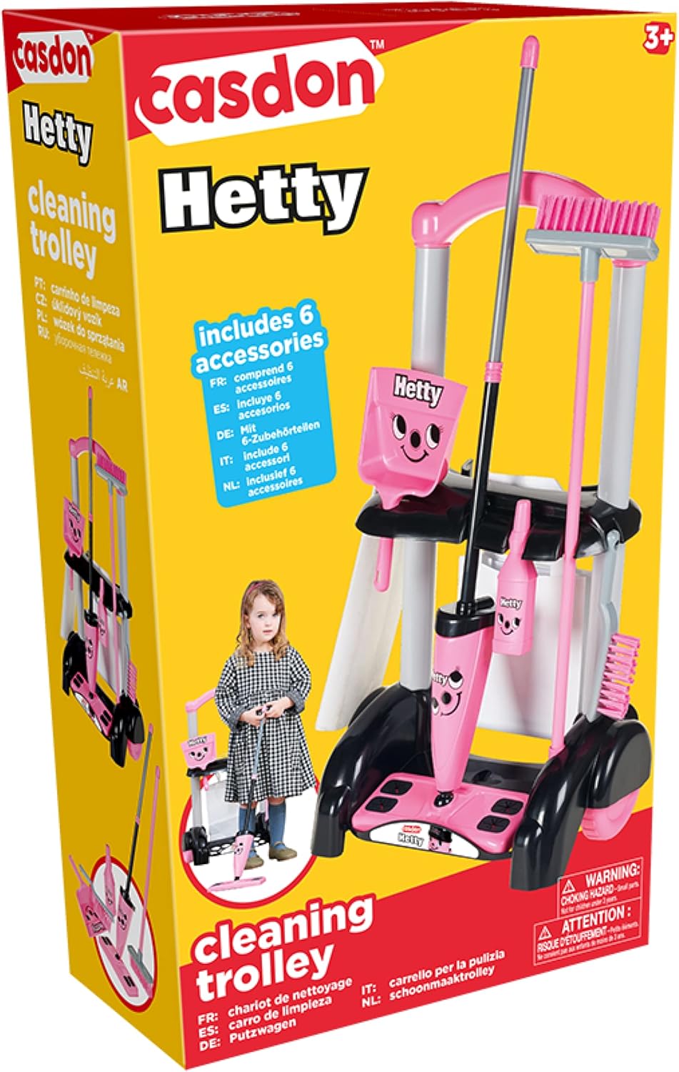 Casdon Hetty Cleaning Trolley - Hetty-Inspired Pretend Play Cleaning Set for Kids 3+ 6
