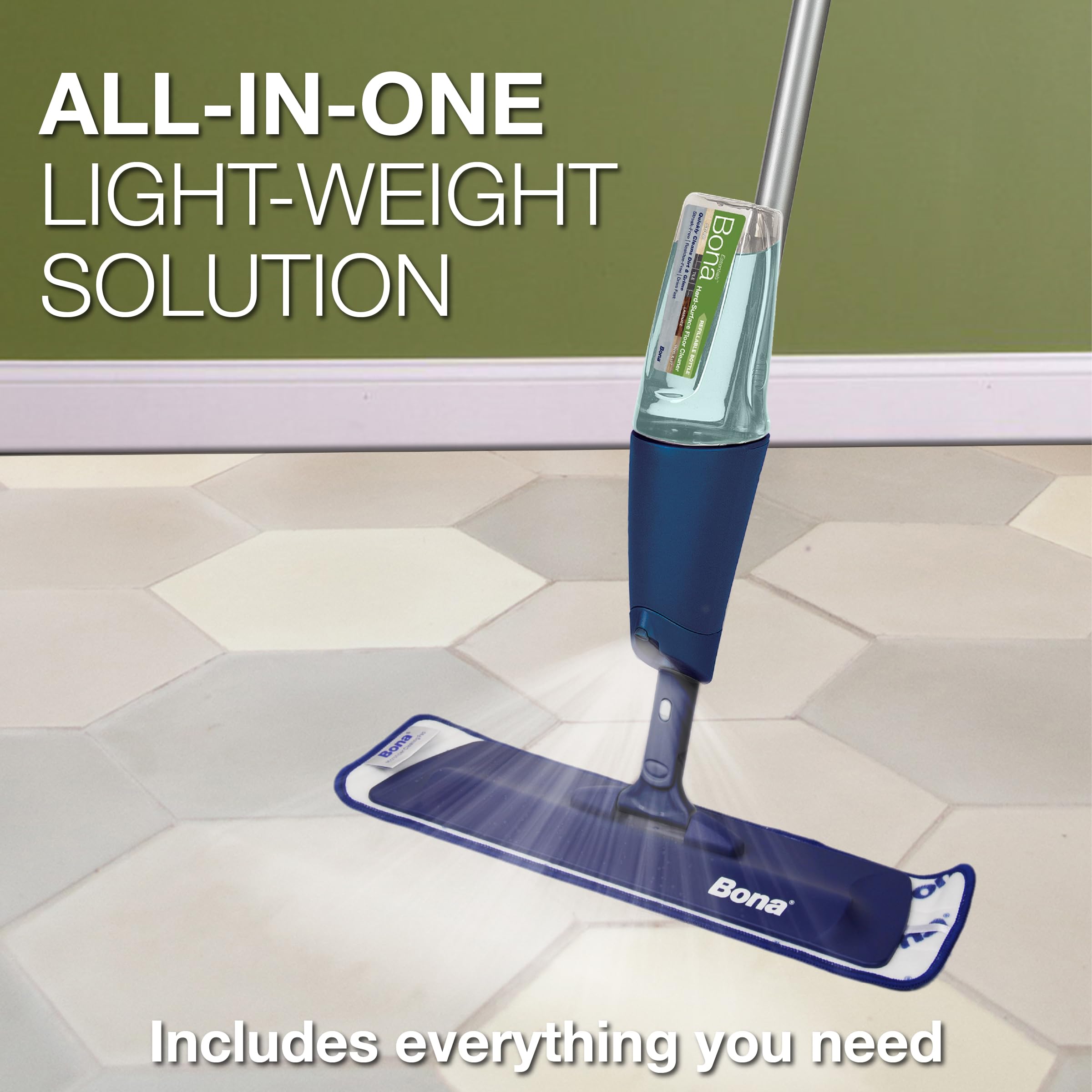 Bona Spray Mop Air Kit for Hard-Surface Floors | Lightweight & Compact | Includes 500ml Cleaner