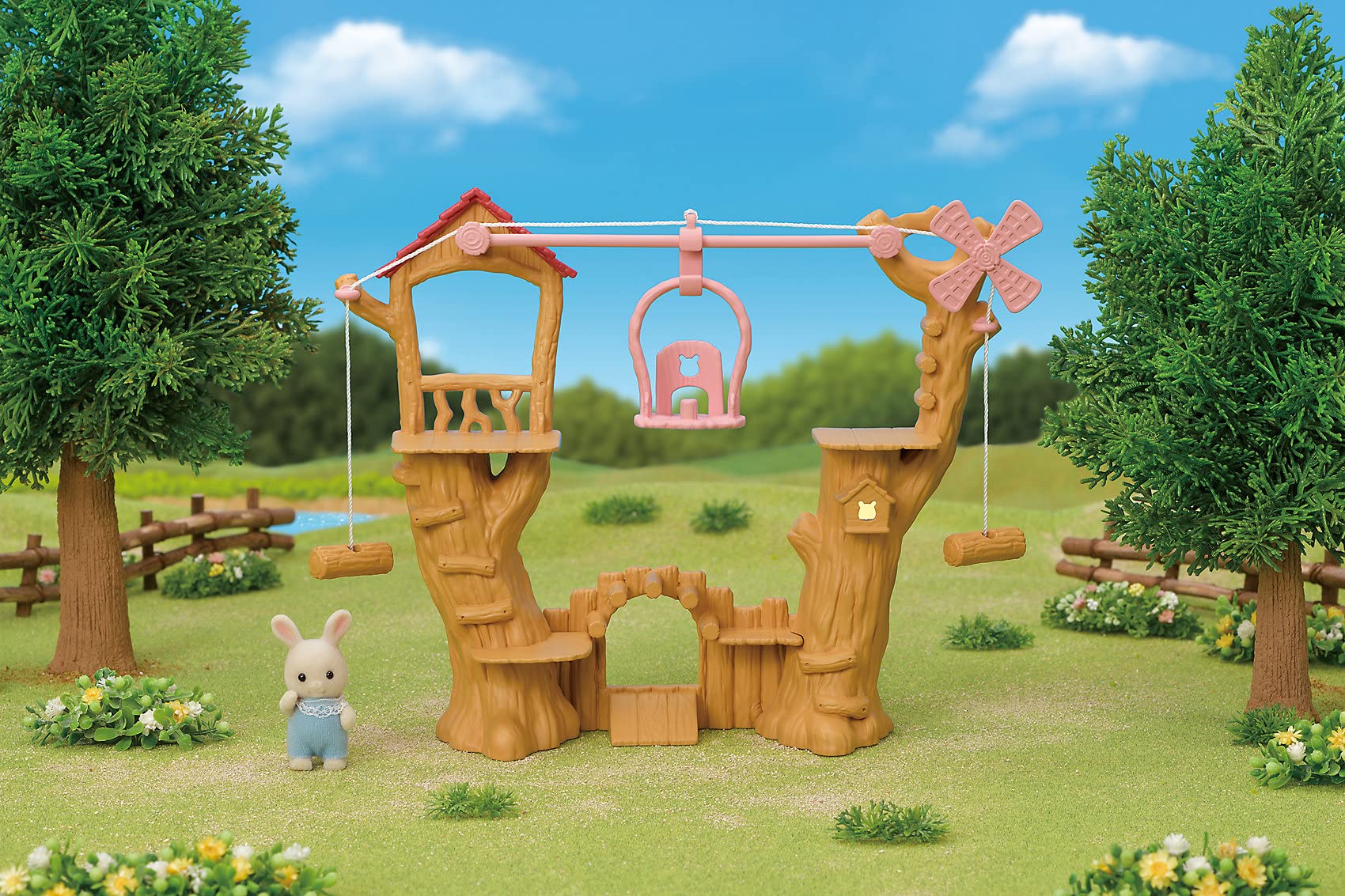 Sylvanian Families Baby Ropeway Park Playset - Ropeway Adventure with Milk Rabbit Baby 14