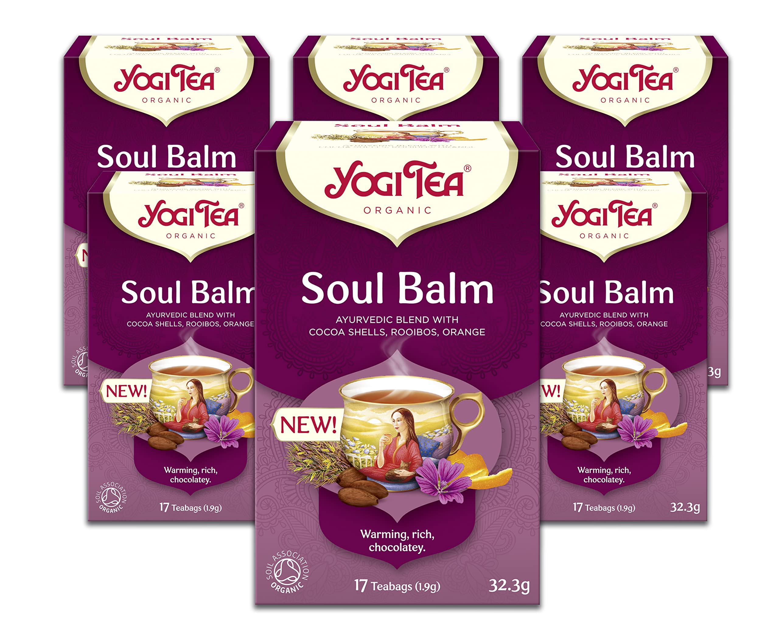 YOGI TEA Soul Balm Organic Herbal Tea with Cocoa Shells & Rooibos, 102 Teabags 1