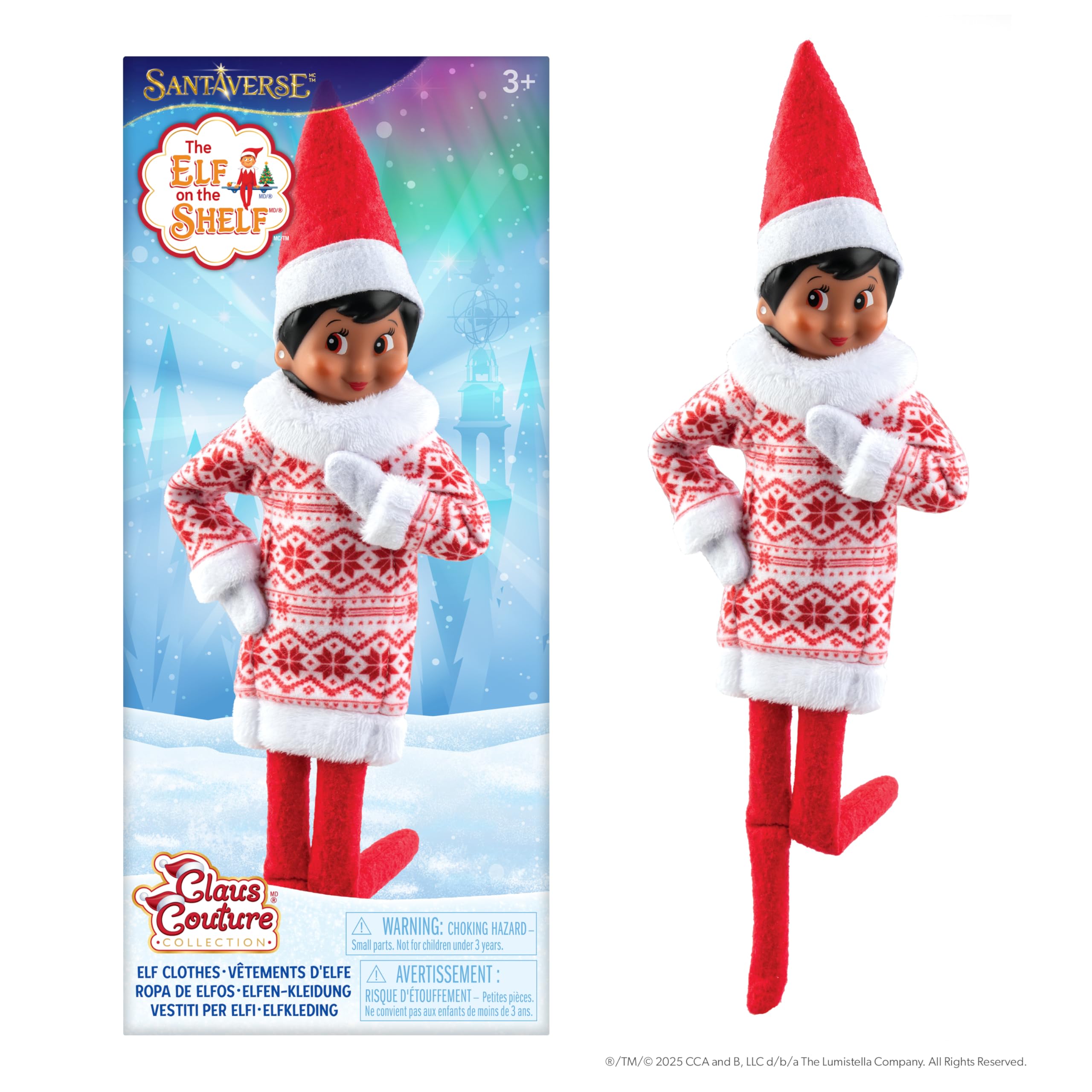 The Elf on the Shelf Claus Couture Sweater Dress - Festive Fair Isle Design for Scout Elves 8