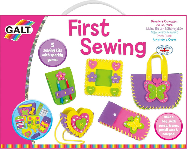 Galt First Sewing Kids Craft Kit - Foam Sewing Set with Pencil Case, Purse & Frame