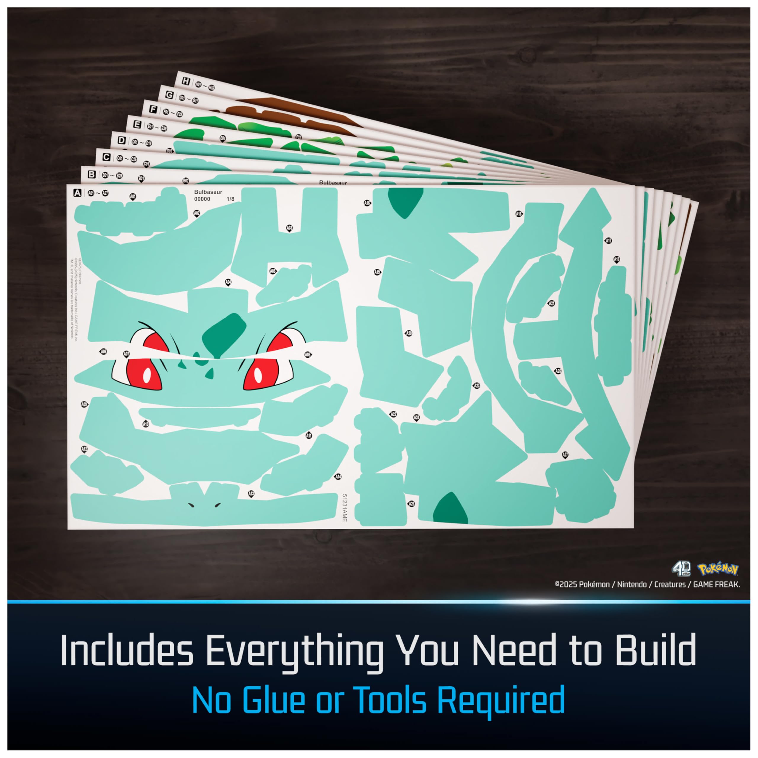 4D Build Pokémon Bulbasaur 3D Model Kit - 195-Piece Puzzle for Ages 12+ 3