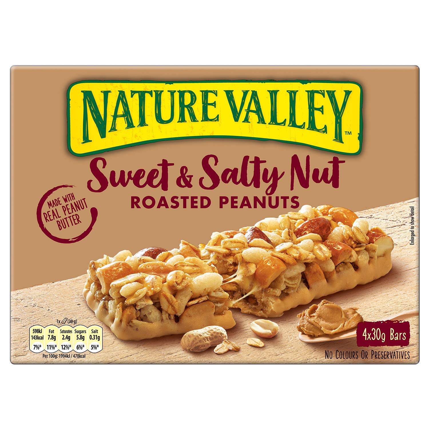 Nature Valley Sweet & Salty Nut Roasted Peanuts Cereal Bars - High Fiber | 30g Bar (Pack of 32)