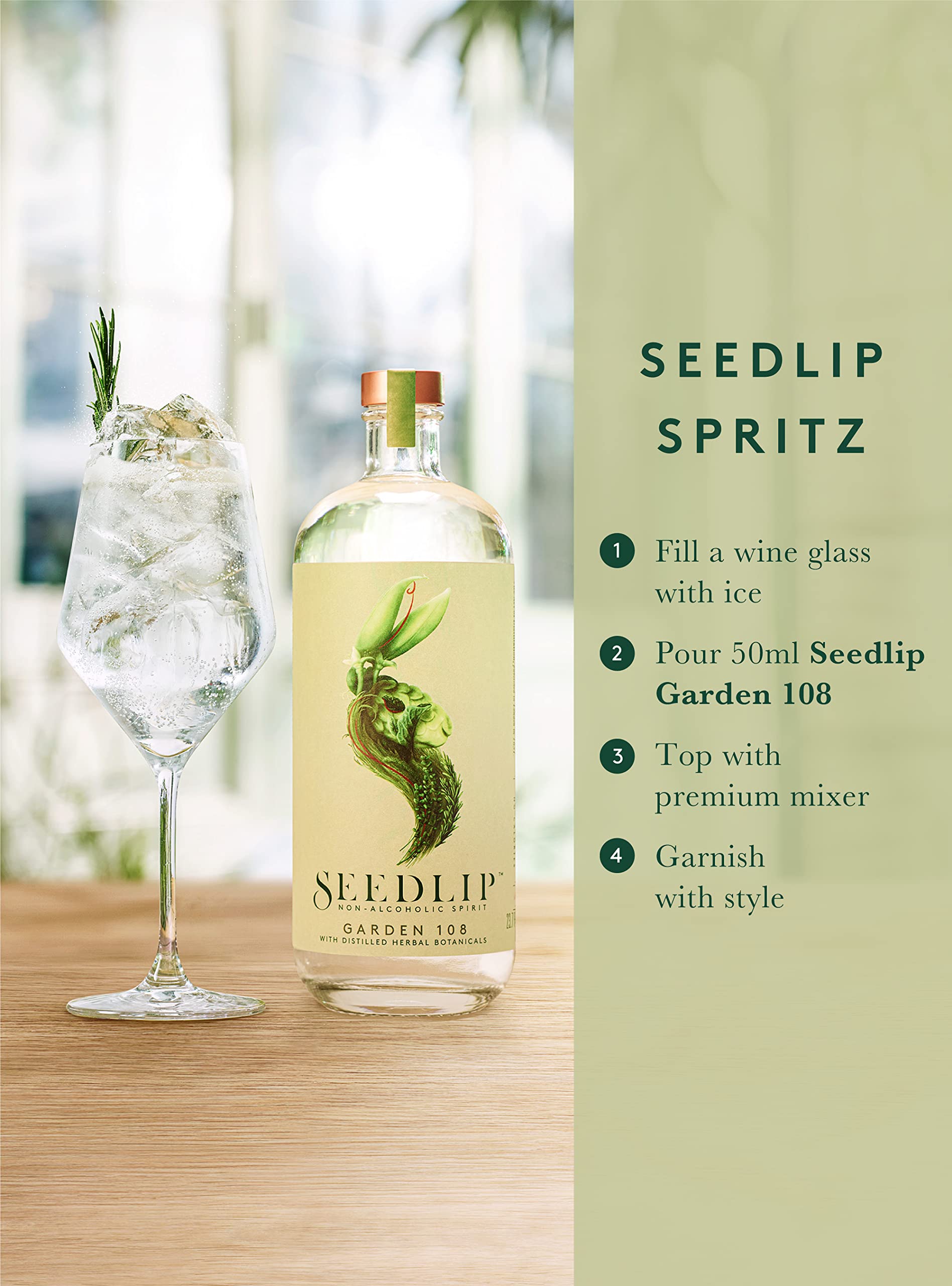 SEEDLIP Garden 108 - Non-Alcoholic Herbal Botanical Spirit | 70cl 3