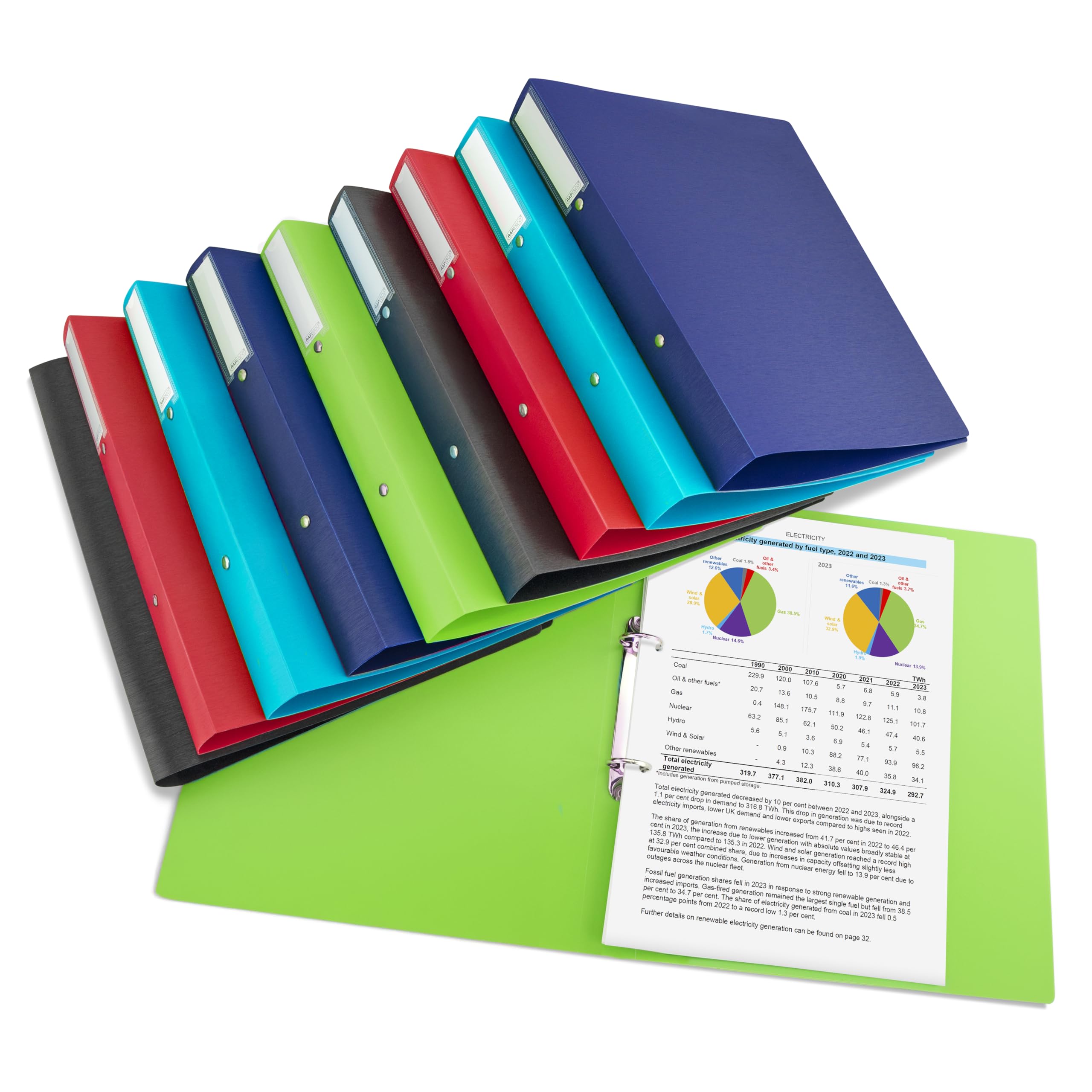 Rapesco 1826 ECO 2-Ring O-Ring Binder - 38mm Spine, A4, Assorted Colours, Pack of 10 2