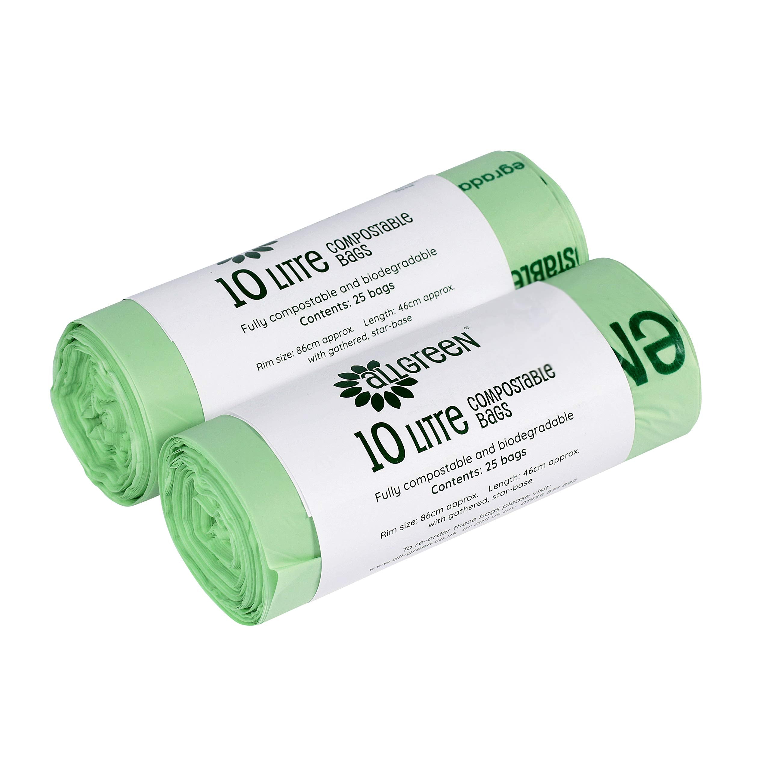 All-Green VC 10L-2 Compostable Bin Liners - 10 Litre Capacity, 50 Bags Total