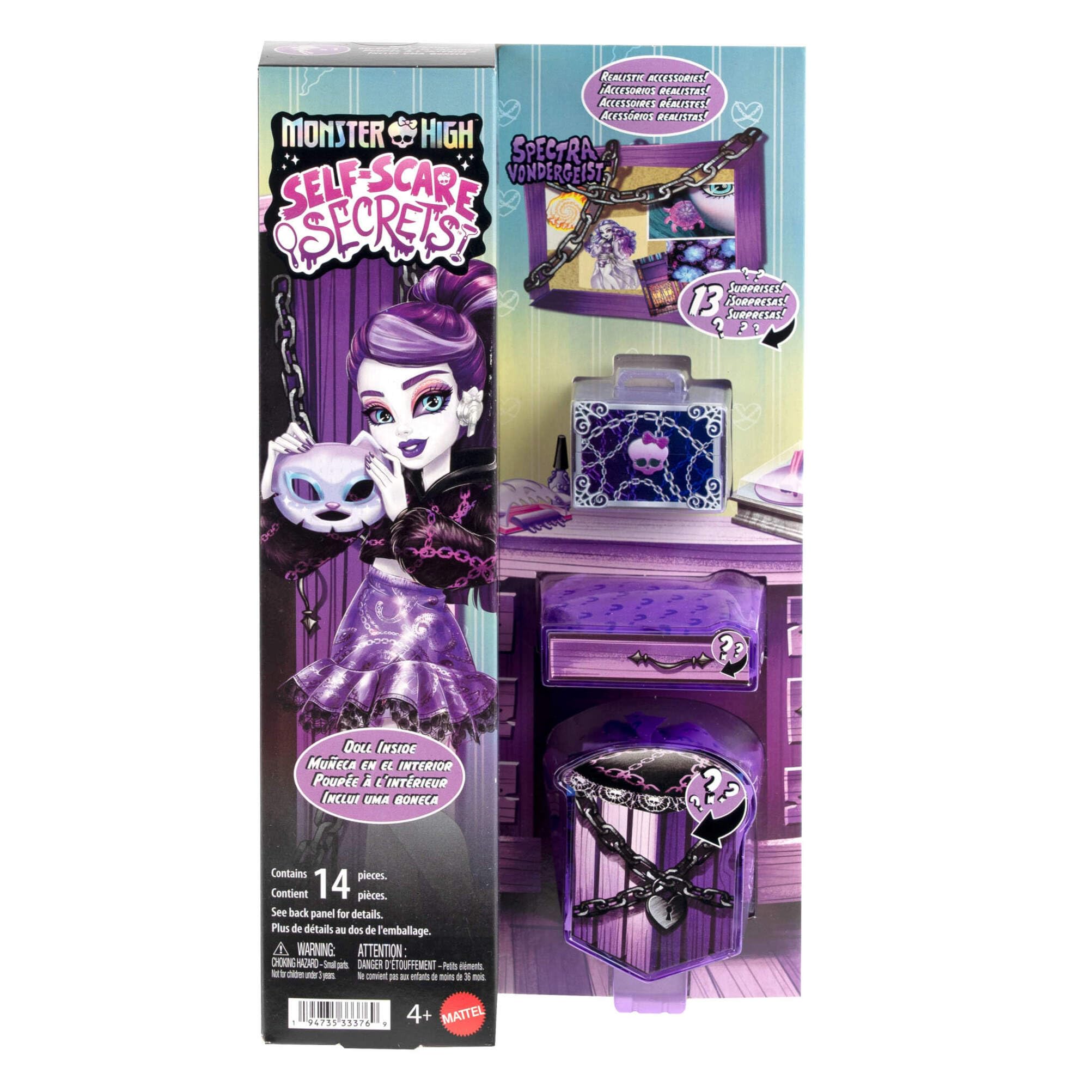Monster High Spectra Vondergeist Doll and Self-Scare Secrets Playset | Includes 13 Accessories | Ages 4+ 6