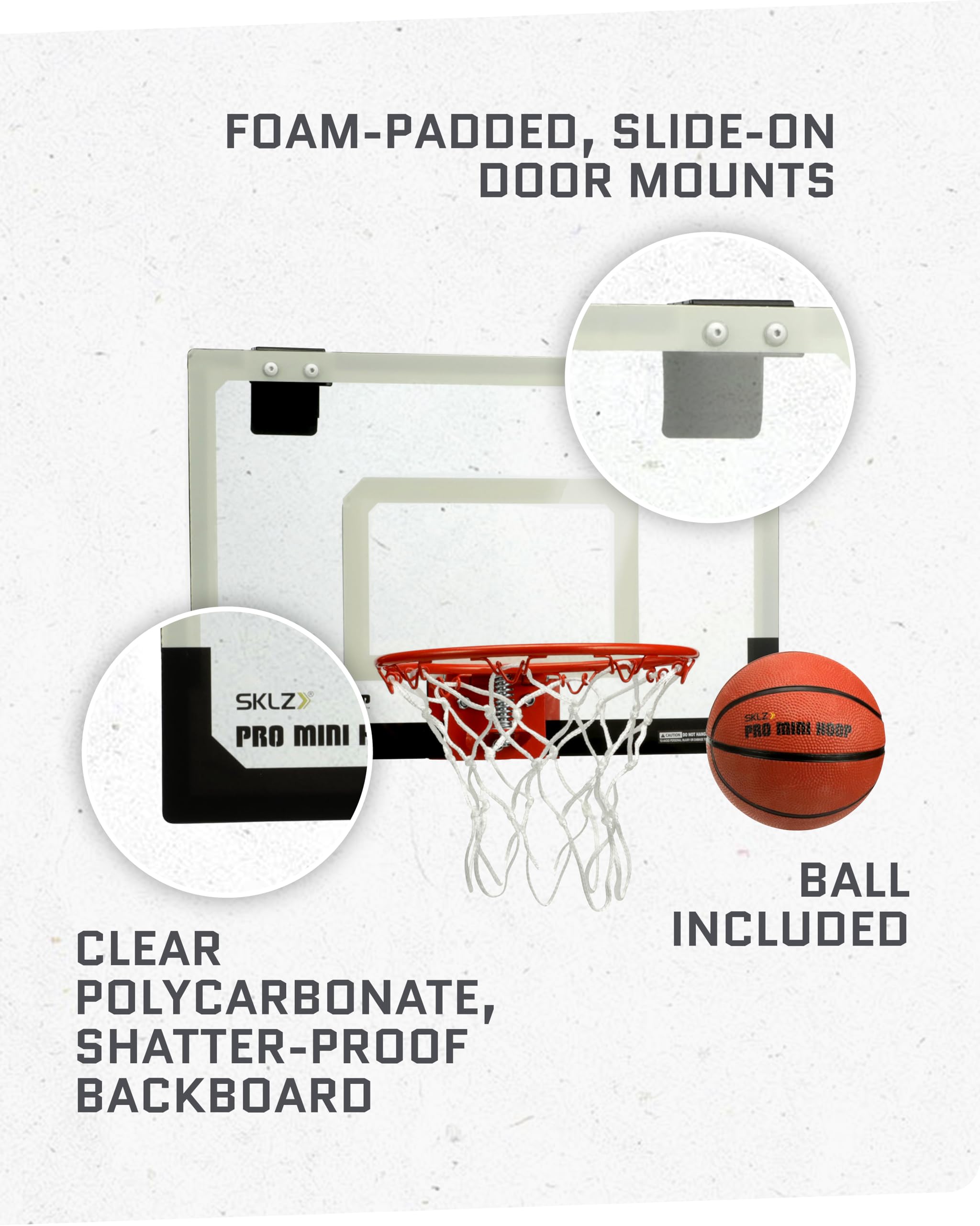 SKLZ Pro Mini Basketball Hoop - Spring-Action Break-Away Rim | 45.7 x 30.5 cm Backboard 4