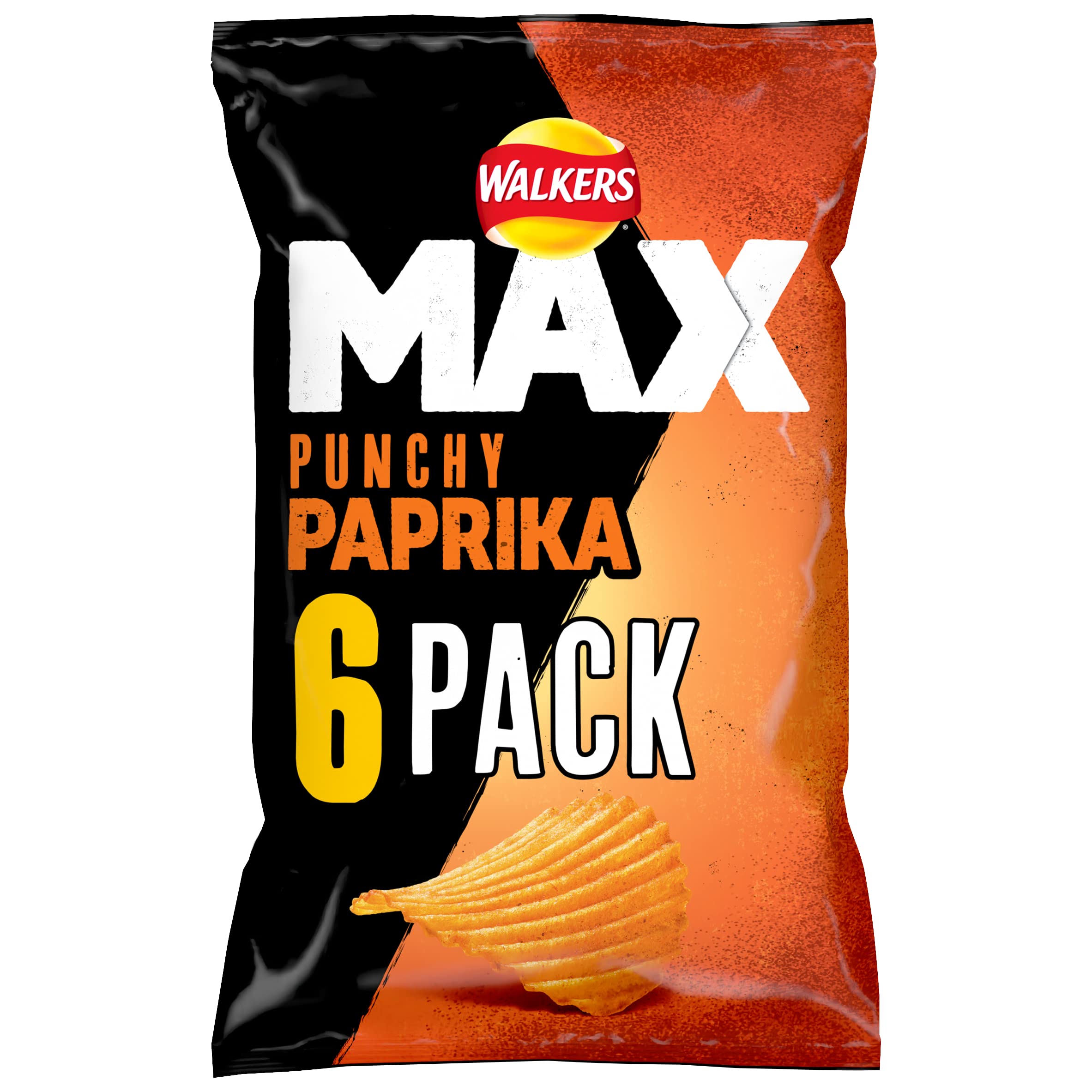 Walkers Max Punchy Paprika Flavour Crisps Multipack 6x27g 4
