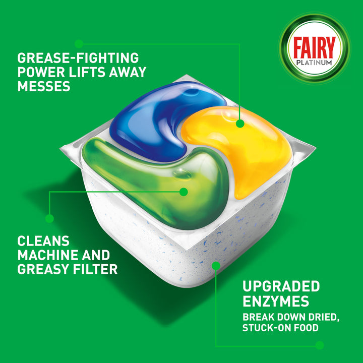 Fairy Platinum Plus All-In-1 Dishwasher Tablets, 66 Pods, Lemon