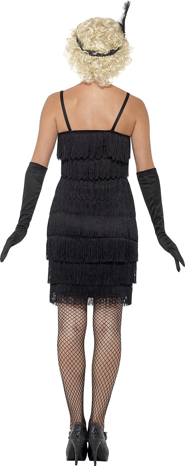 Smiffys 1920s Flapper Girl Costume - Short Dress, Headband & Gloves, Black, UK Size 08-10 5