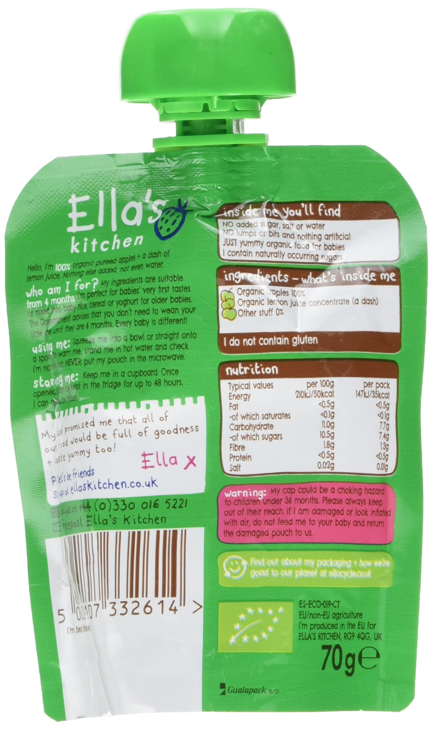Ella's Kitchen First Taste Apples Puree - 100% Organic | For Babies 4+ Months | 70g Pouch 2