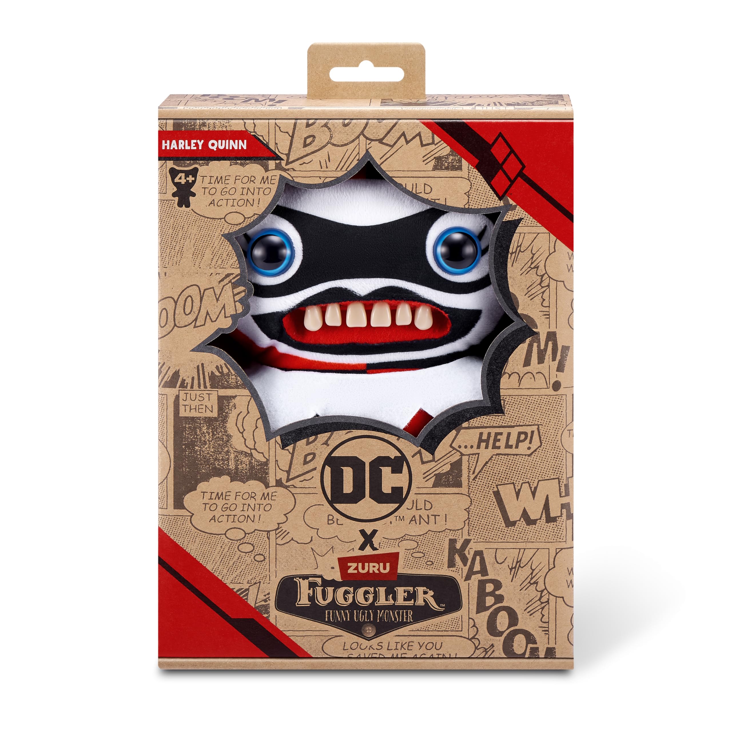Fuggler x DC 9-inch by ZURU, Funny Ugly Monster Plush Toy, Soft Superhero Doll Plushies for Kids and Adults (Harley Quinn) 4