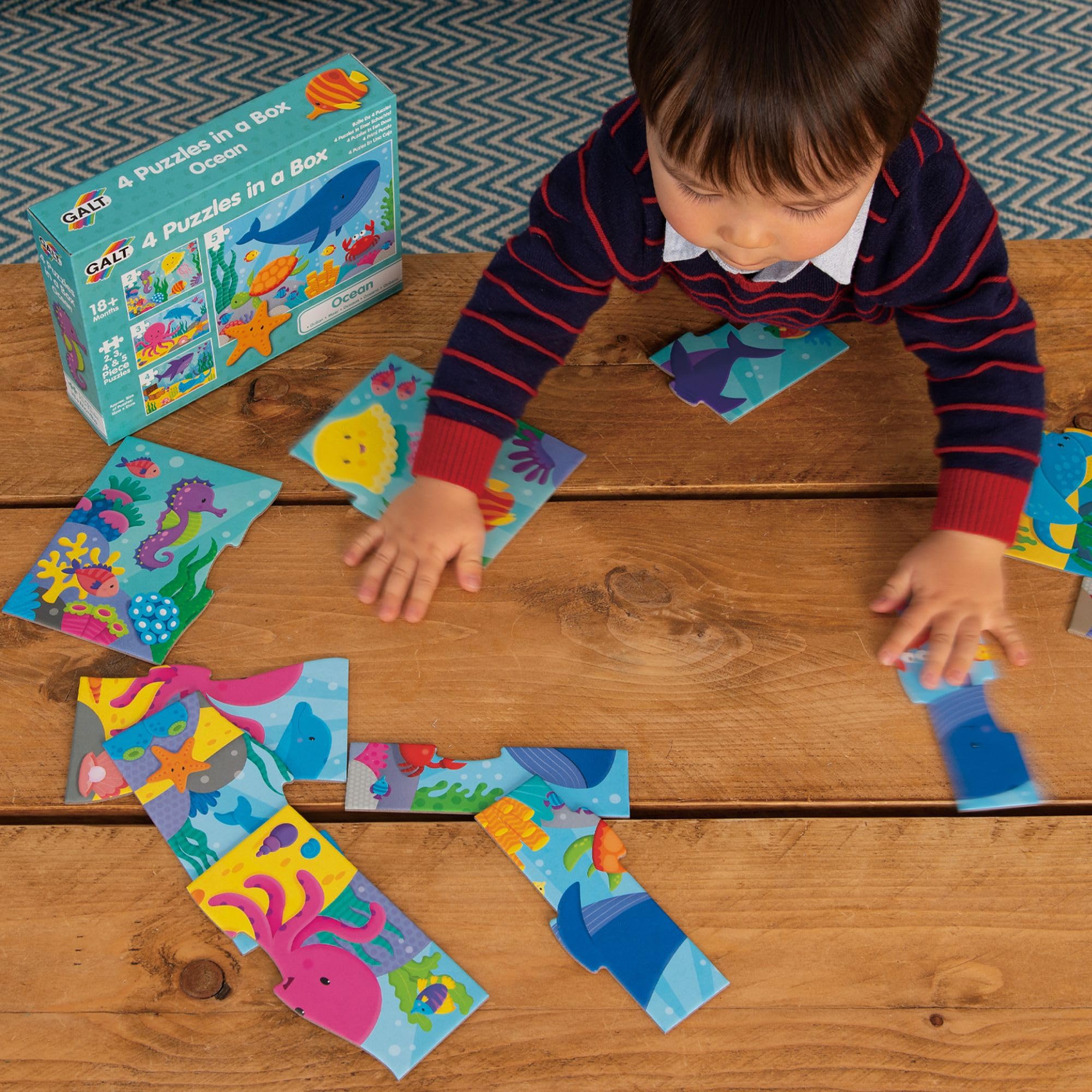 Galt 4 Puzzles in a Box - Ocean | 2, 3, 4, and 5 Piece Puzzles | Ages 18m+ 5