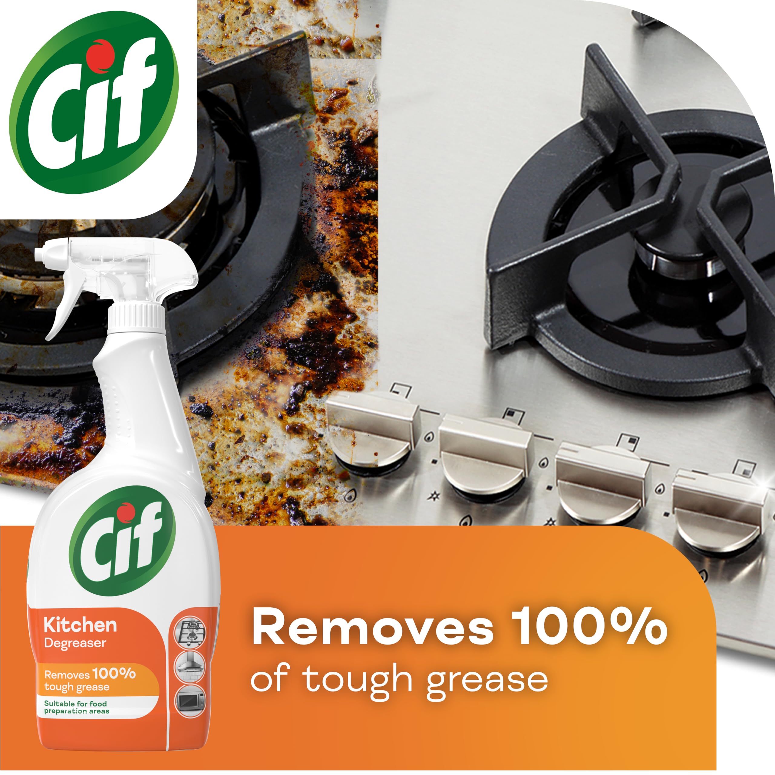 Cif Cleanboost Kitchen Spray - 100% Tough Grease Removal | 700 ml | Orange Scent 5