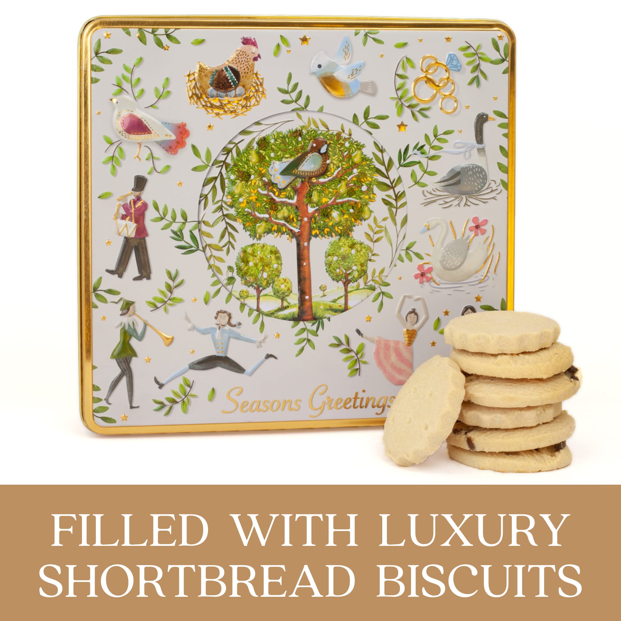 The Silver Crane Co. - 12 Days of Christmas Biscuits Tin Scottish Shortbread Gift Set 12