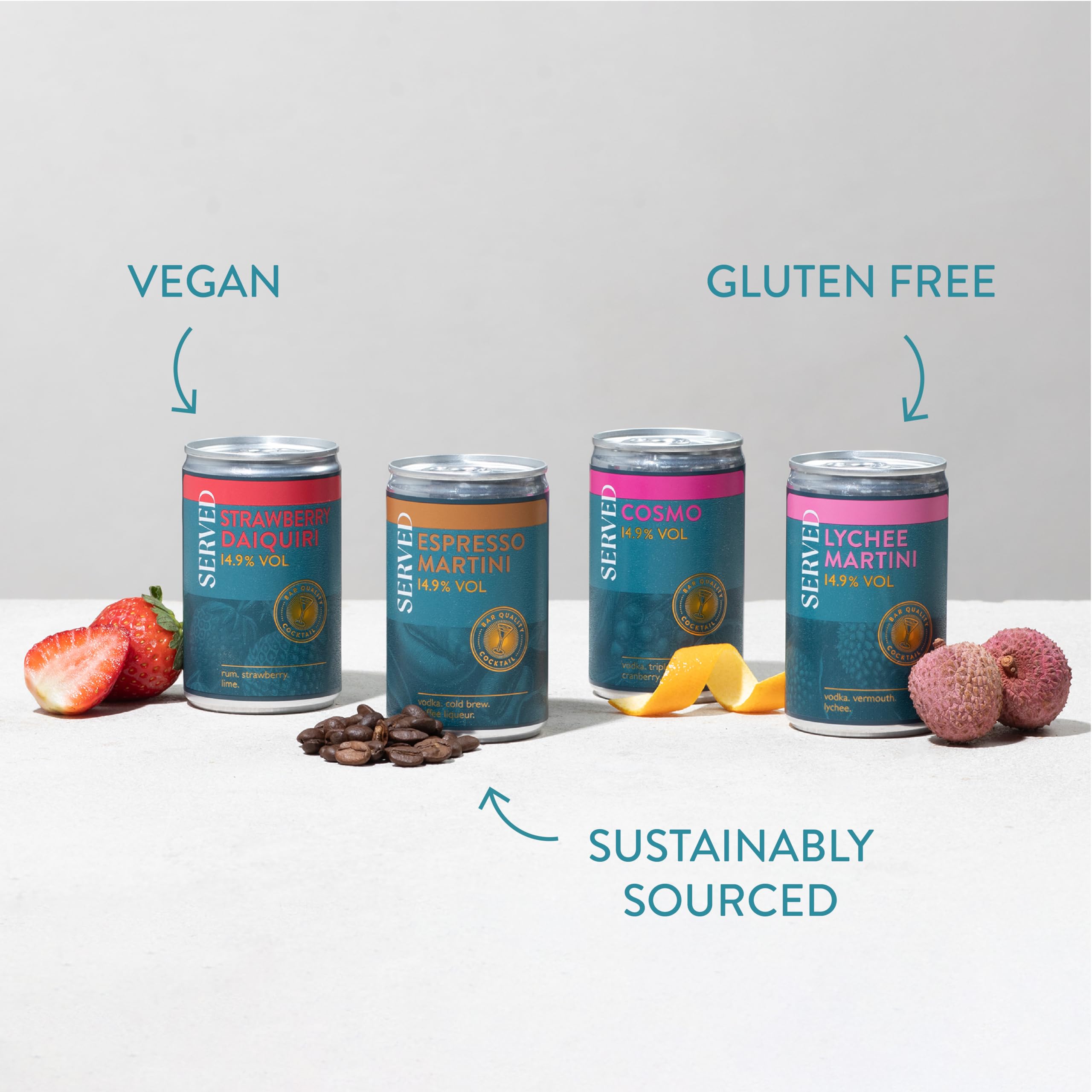 SERVED Cocktail Variety Pack - 14.9% ABV Bar Strength Ready to Drink | 8 Cans 5