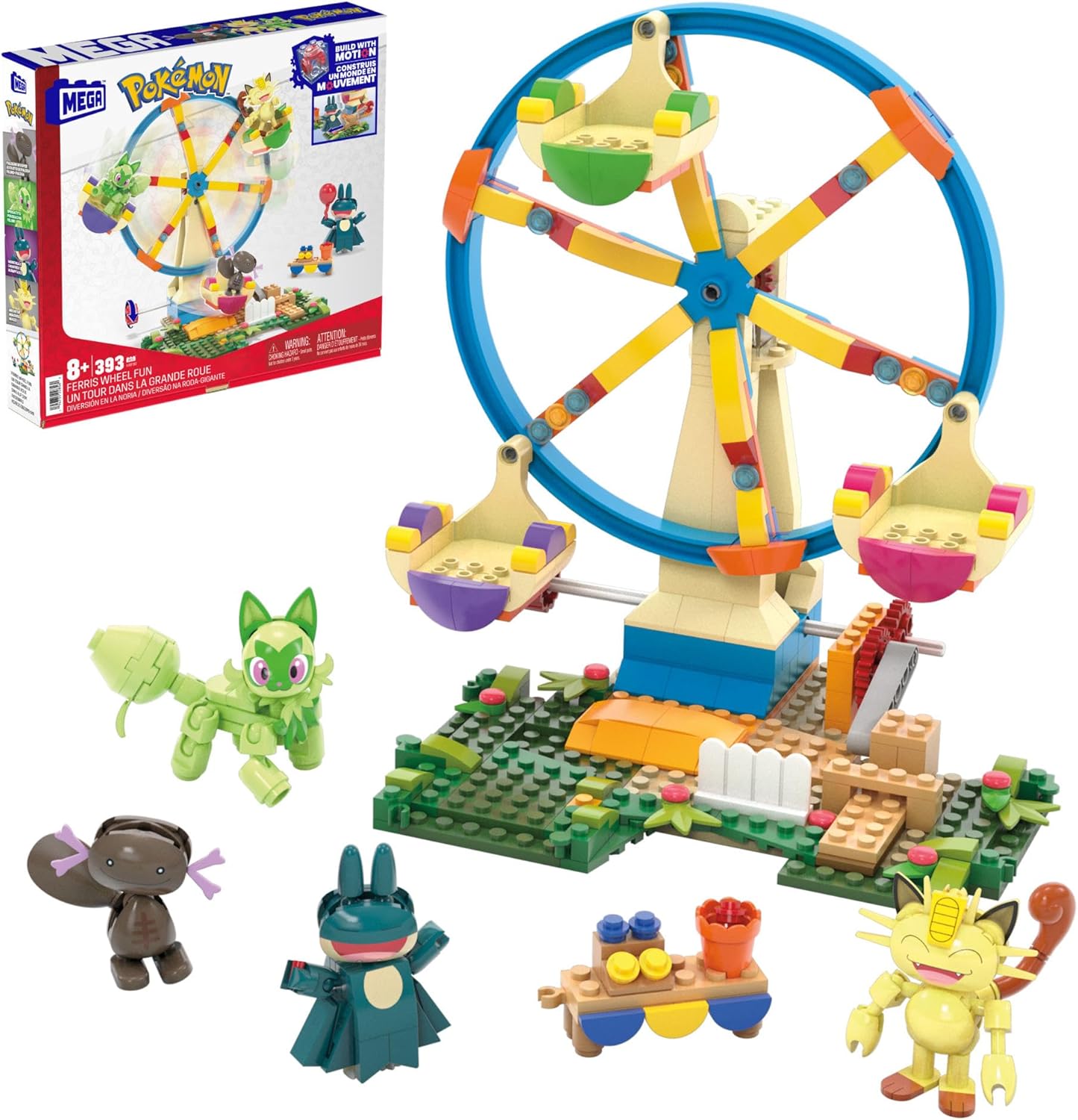 MEGA Pokémon Ferris Wheel Fun Building Set - 393 Pieces with Motion Brick & 4 Buildable Pokémon 1