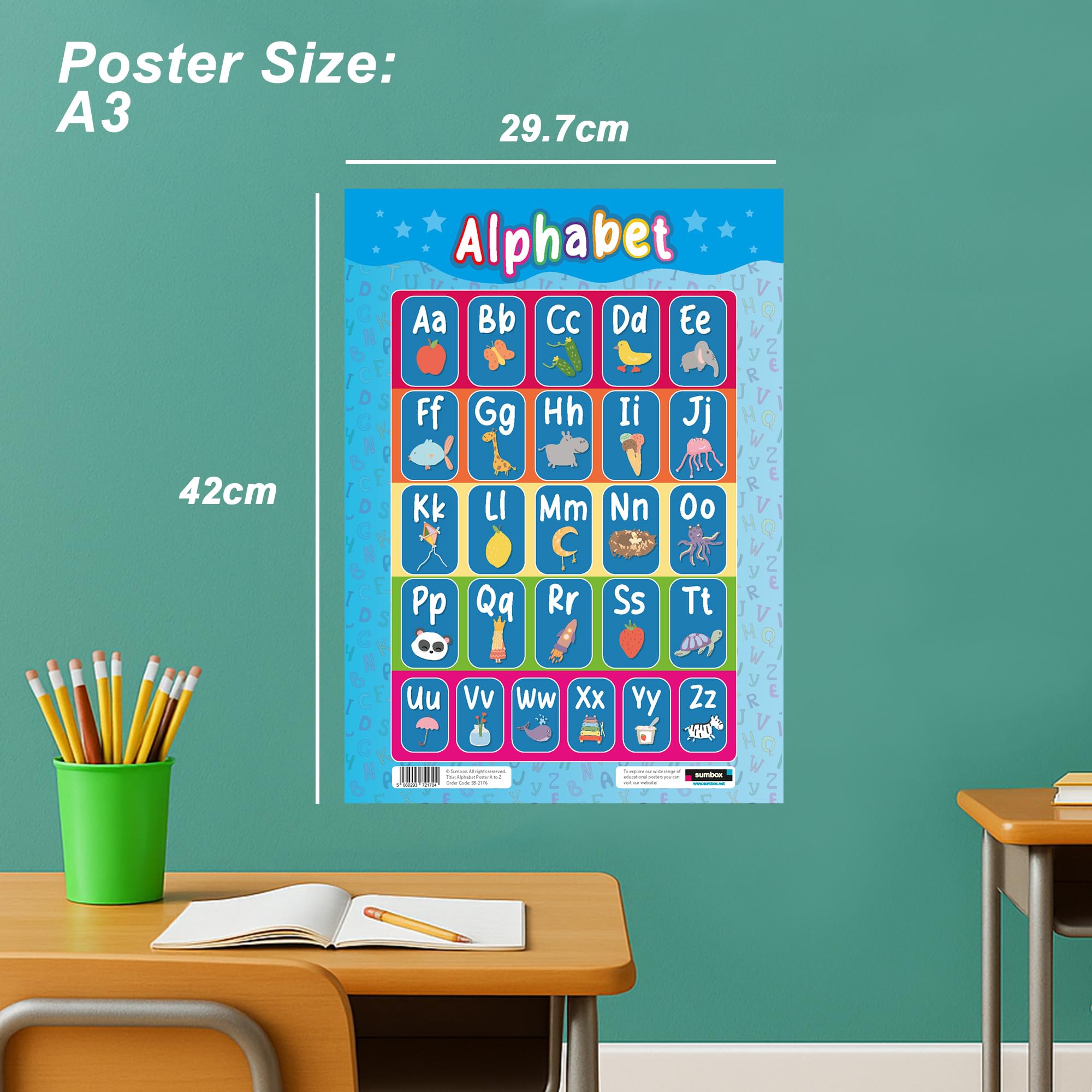 Sumbox Alphabet Educational Poster for Kids - A3 Size Phonics Learning Chart | Multicoloured Cardstock 4
