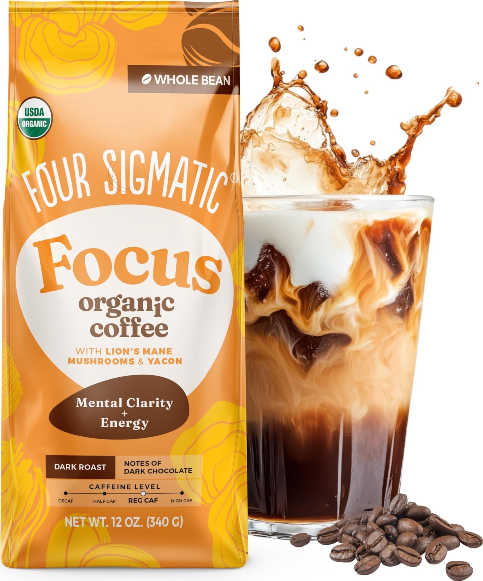 Four Sigmatic Dark Roast Whole Bean Coffee with Lion's Mane & Chaga - 340g