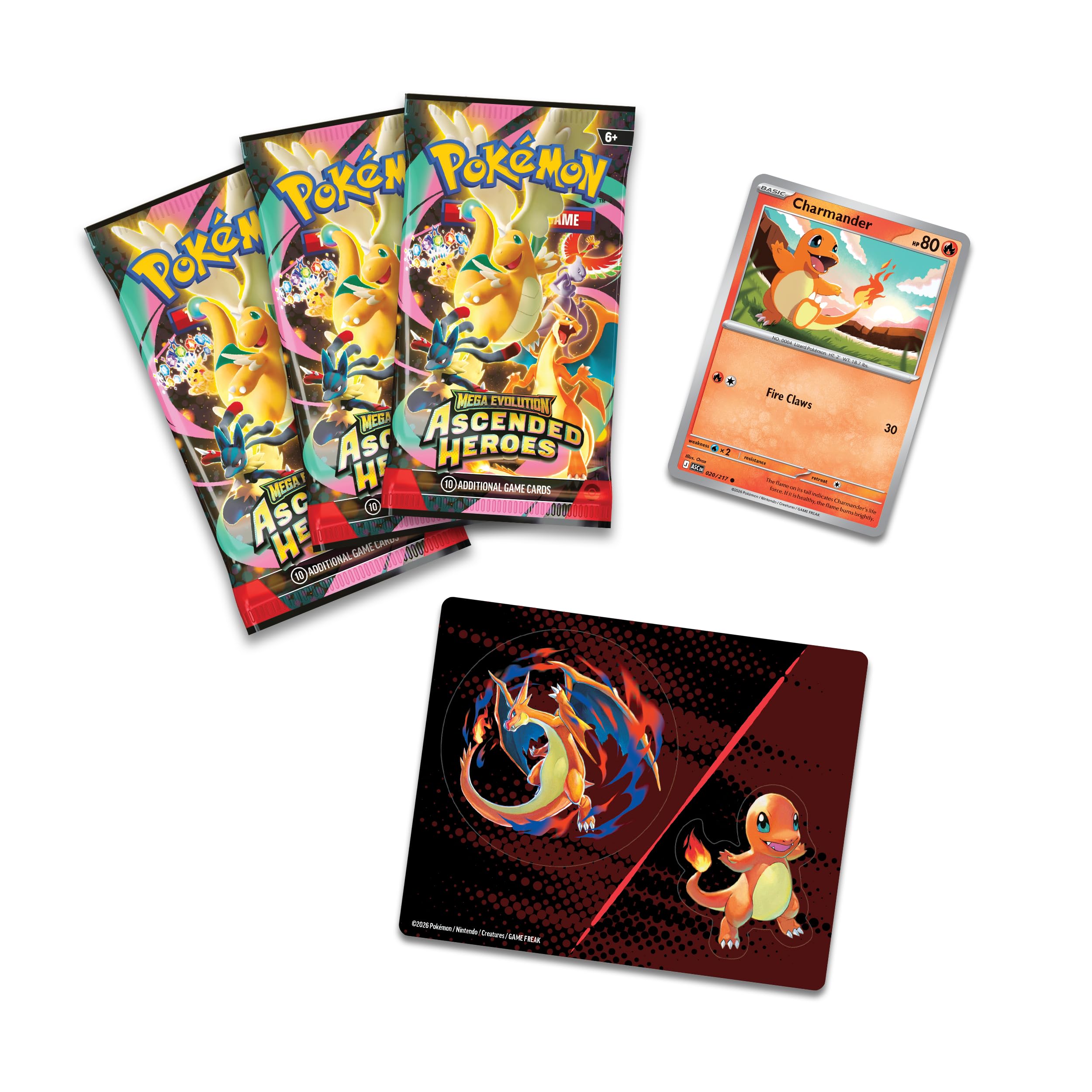 Pokémon TCG: Mega Evolution—Ascended Heroes Tech Sticker Collection - Charmander | 3 Booster Packs