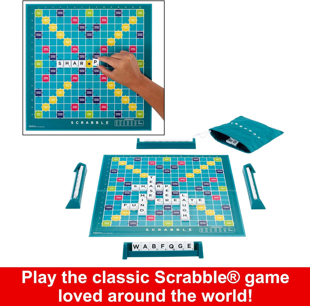 Mattel Scrabble Board Game, Family Word Game with Two Ways to Play (HWD43)