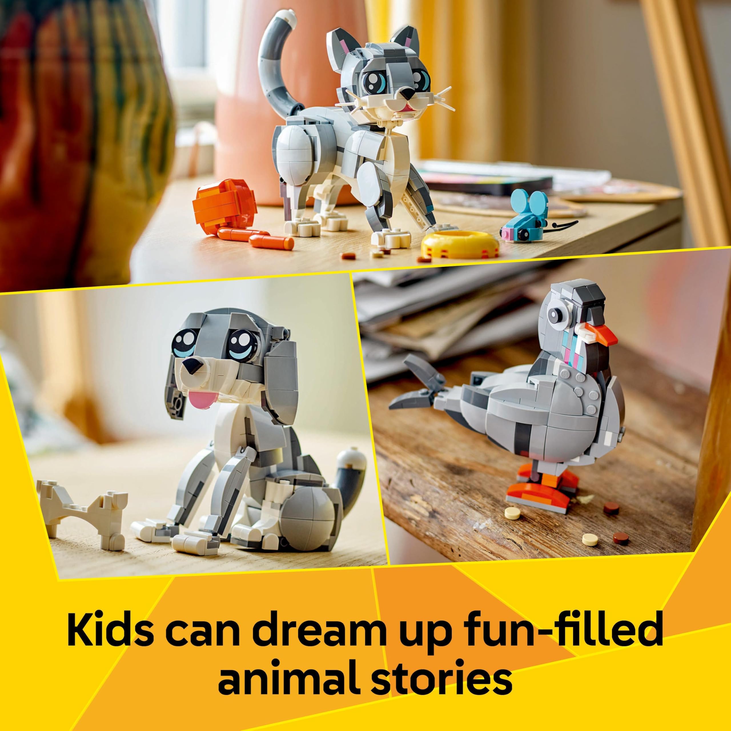 LEGO Creator 3in1 Playful Cat Toy - Buildable Cat, Dog & Pigeon Models for Ages 8+ 5