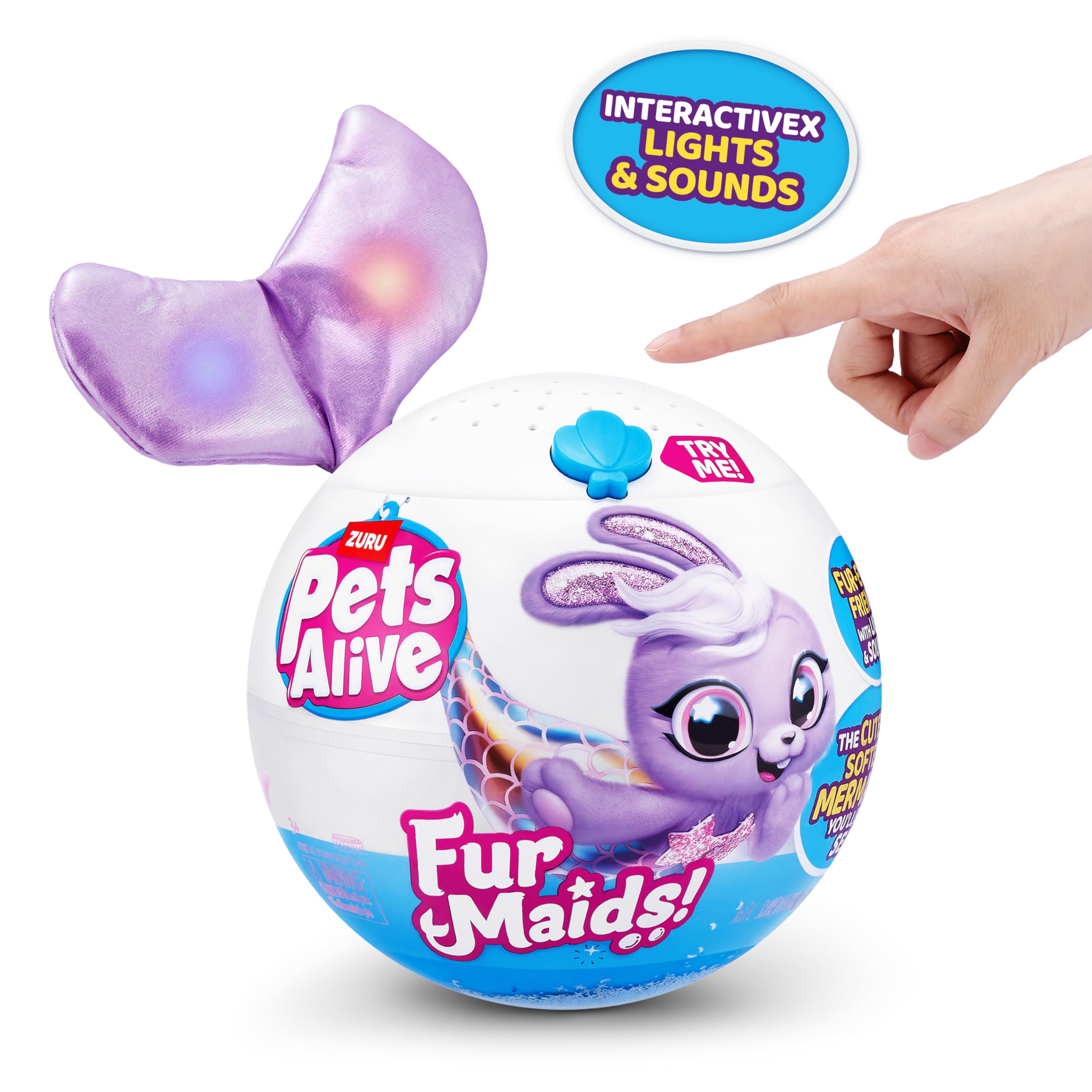 Pets Alive Furmaids by ZURU - Purple Bunny Mermaid Plush with Lights, Sounds & Interactive Play for Girls 8