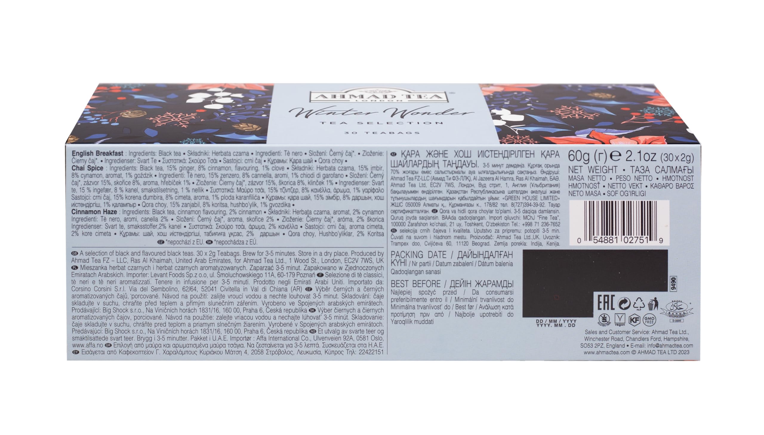 Ahmad Tea - Winter Wonderland Christmas Selection Pack - 30 Teabags (English Breakfast, Cinnamon Haze, Chai Spice) 7