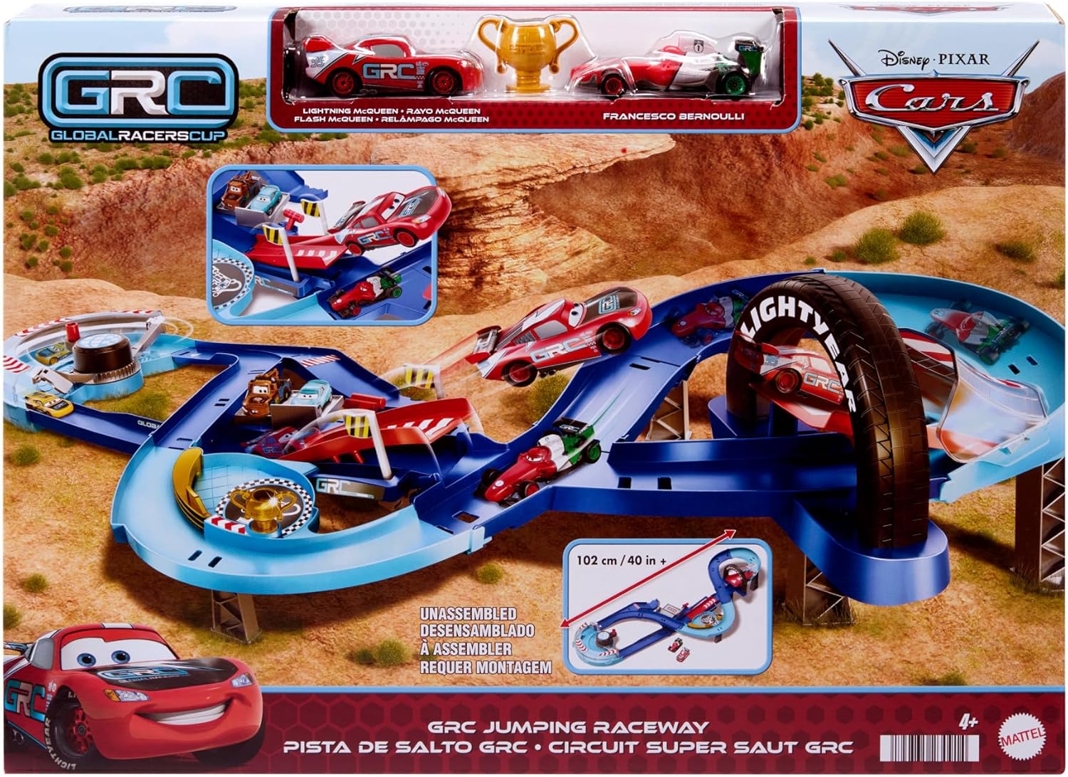 Mattel Disney and Pixar Cars GRC Jumping Raceway Playset with Lightning McQueen & Francesco Bernoulli Toy Cars - Ages 4-8 6