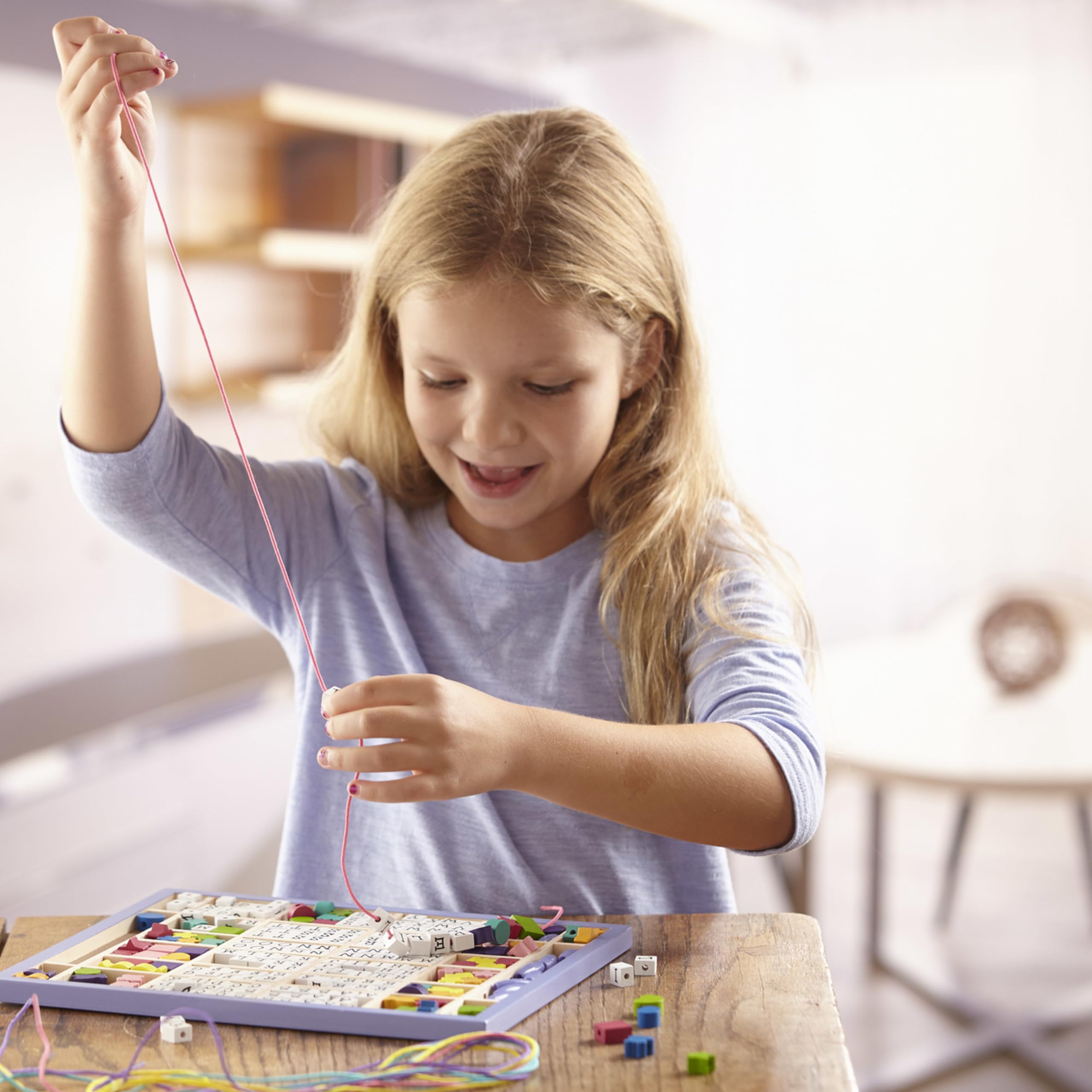 Melissa & Doug Wooden Stringing Beads - Arts & Crafts Kit for Kids 4+ 15