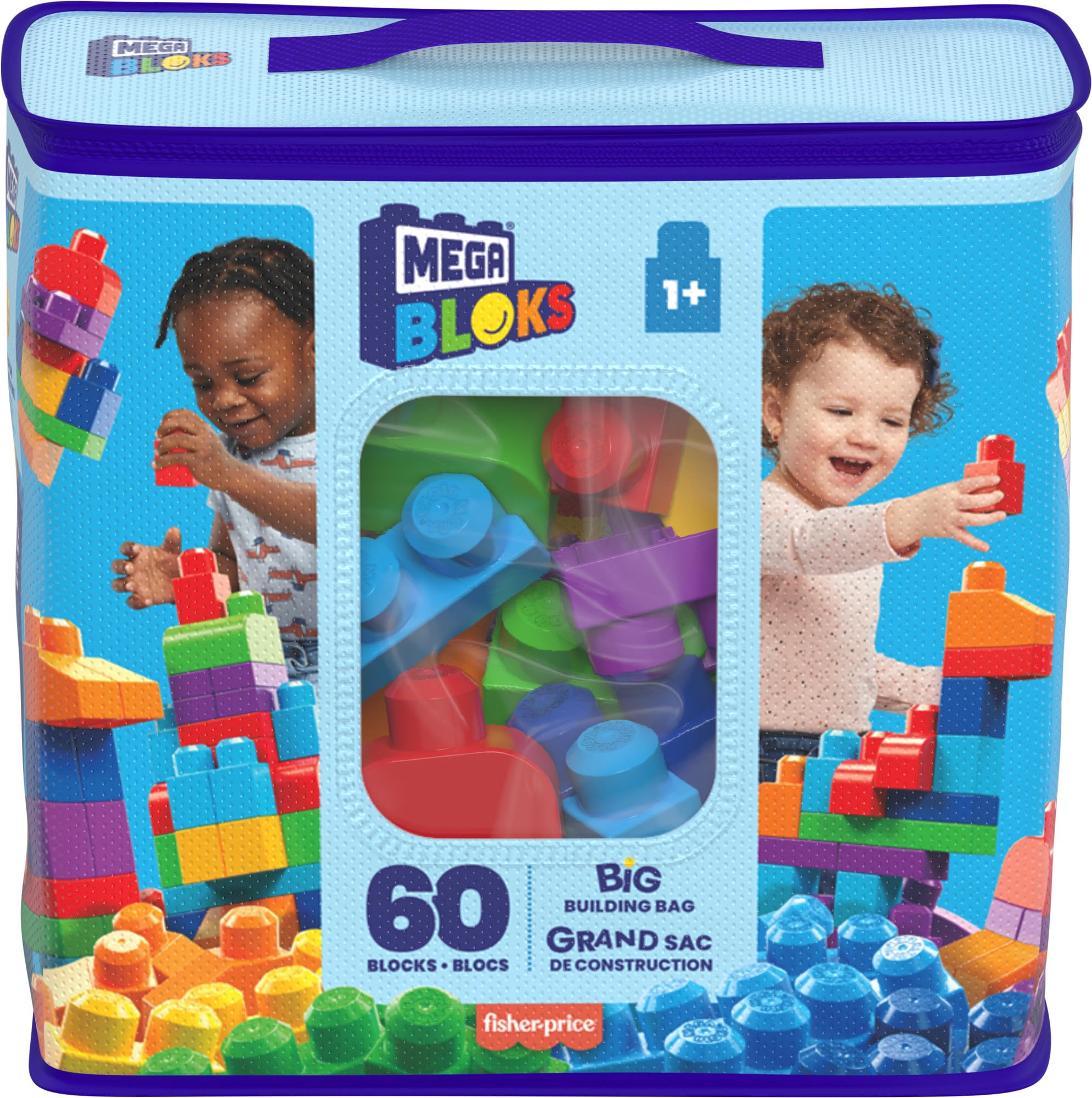 Mega Bloks DCH55 Big Building Bag, Azul 60 Piezas 6